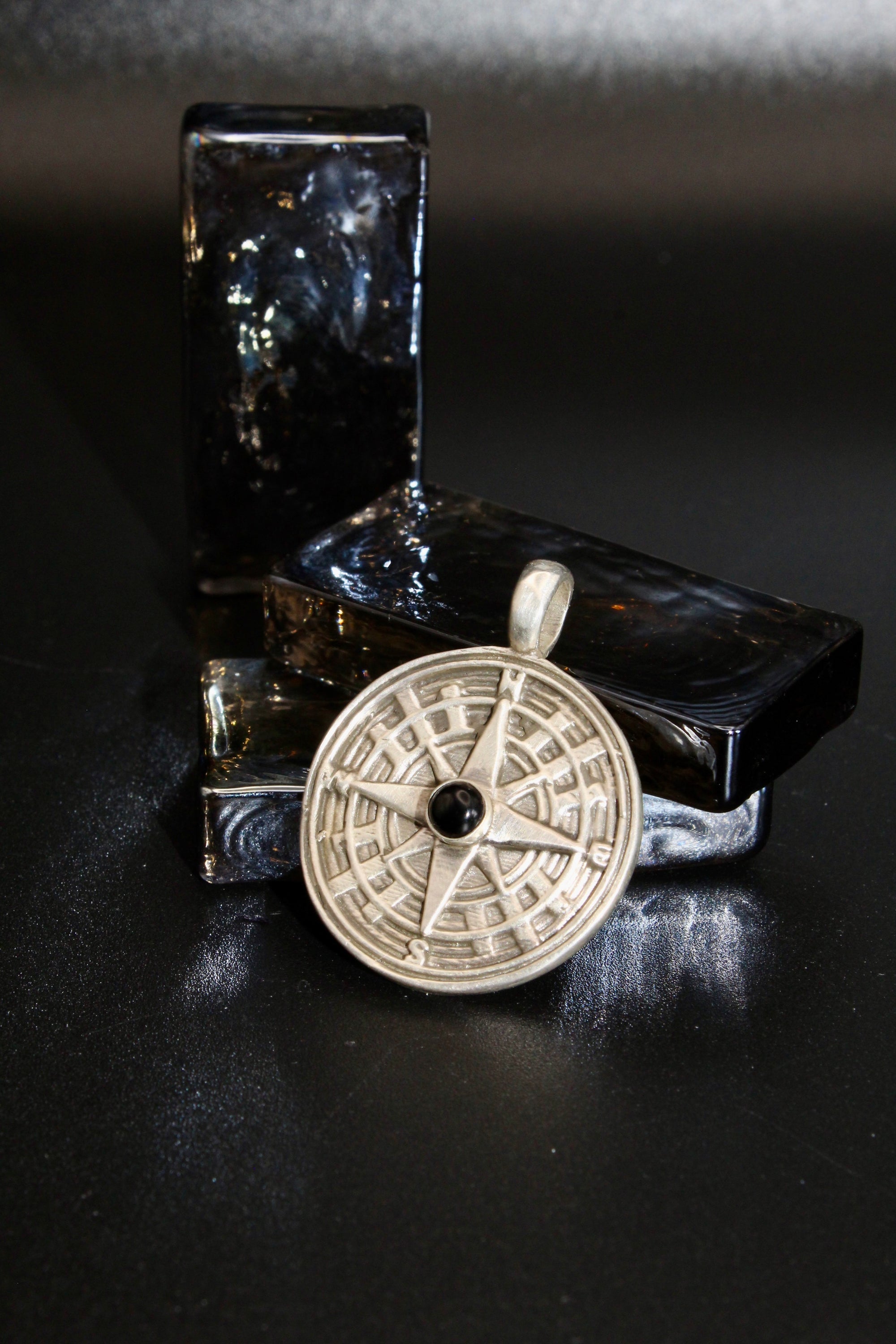 Onyx Storm Compass Pendant
