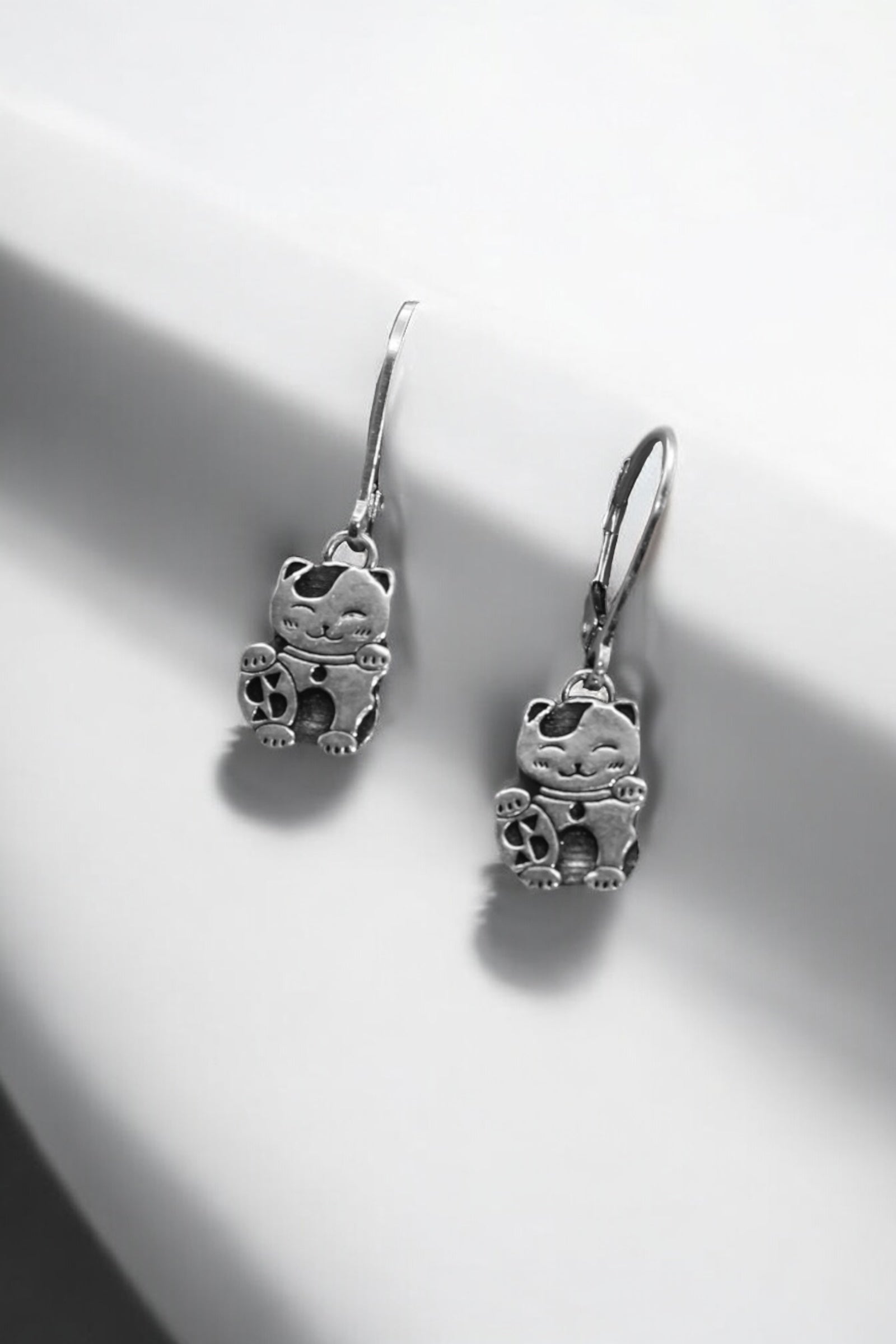 Lucky Cat Lever Back Earrings