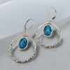Turquoise Stones & Twisted Hoop Dangles