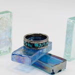 Hammered Turquoise Tungsten Ring