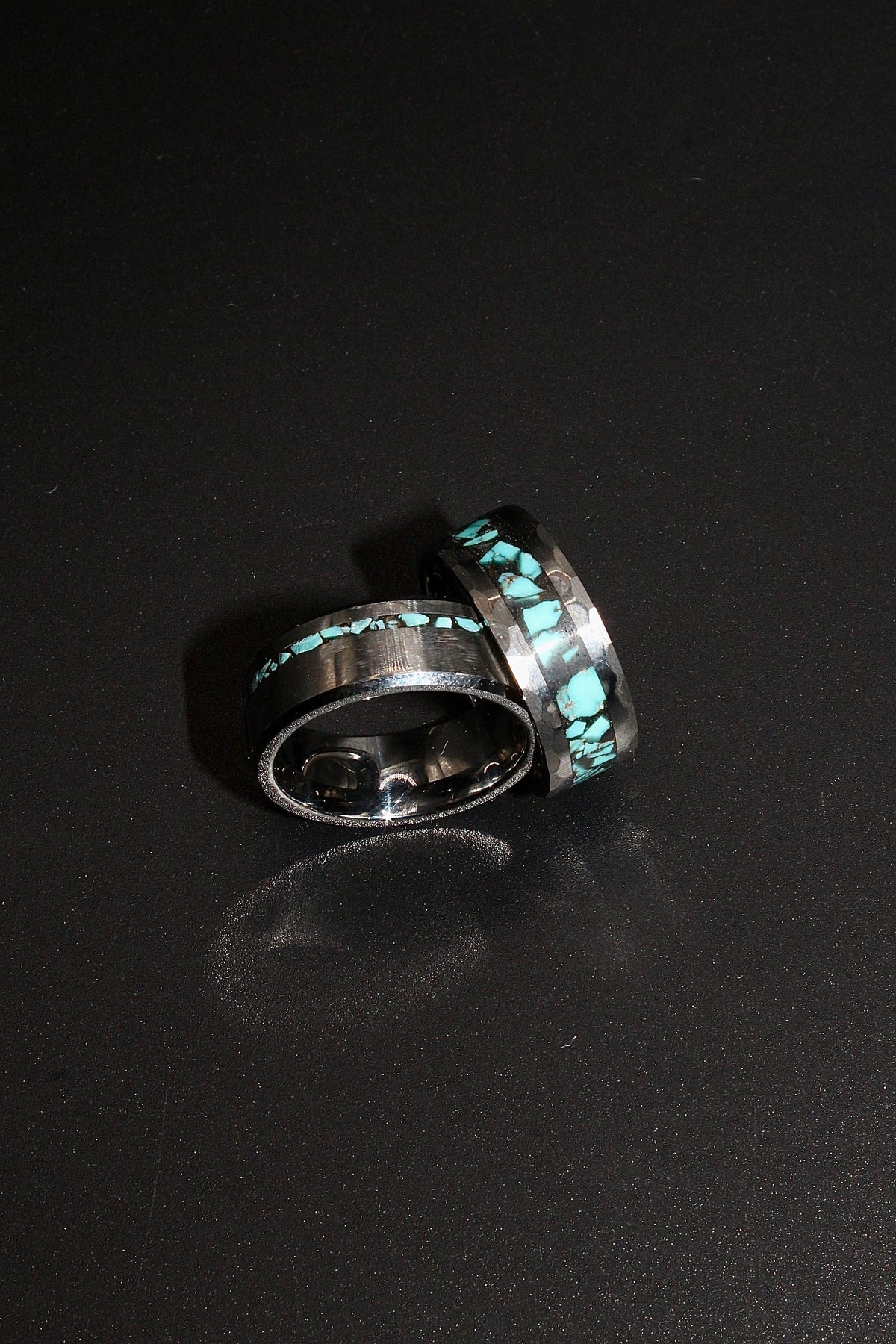 Hammered Turquoise Tungsten Ring