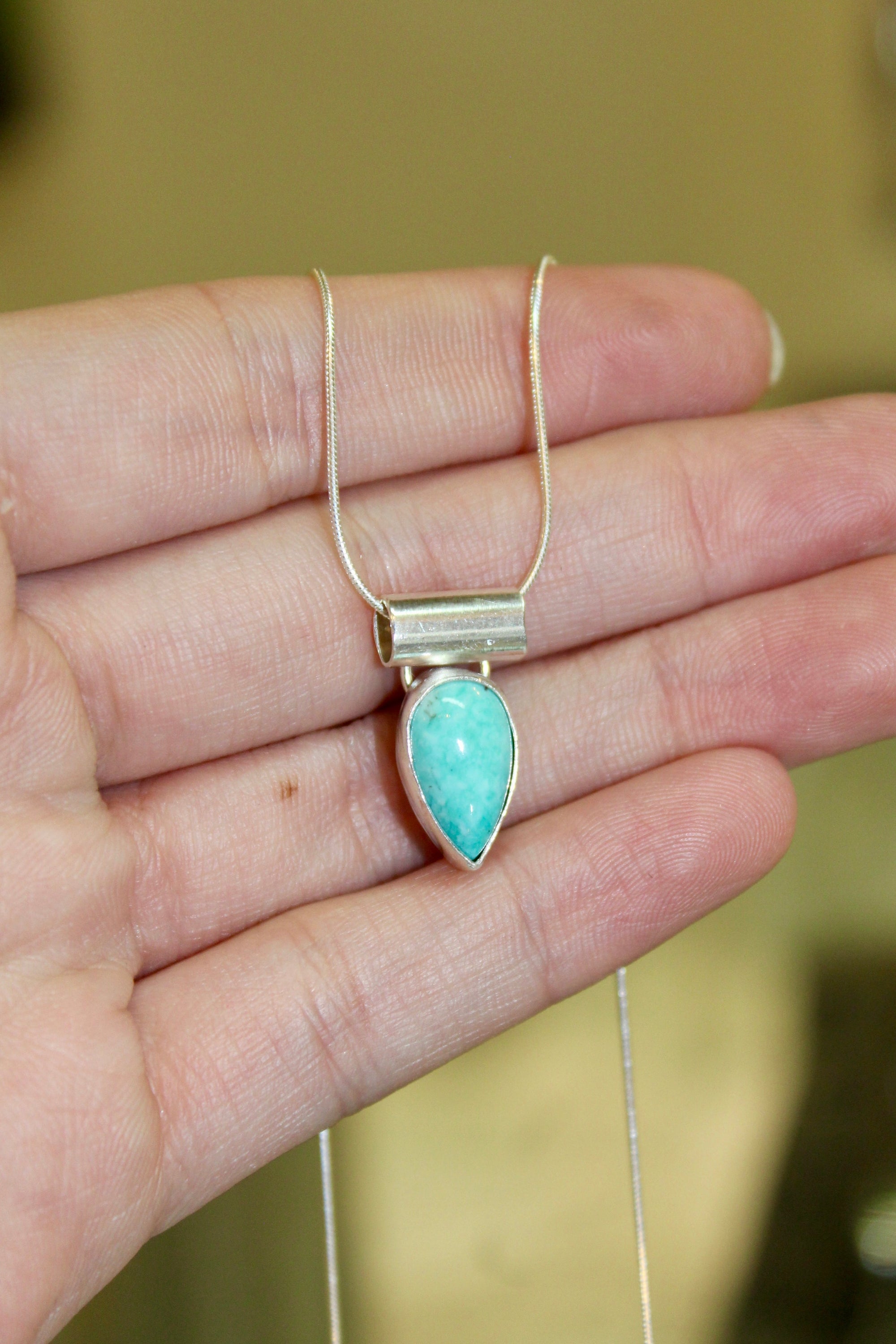 Mini Oval Turquoise Sunset Pendant -