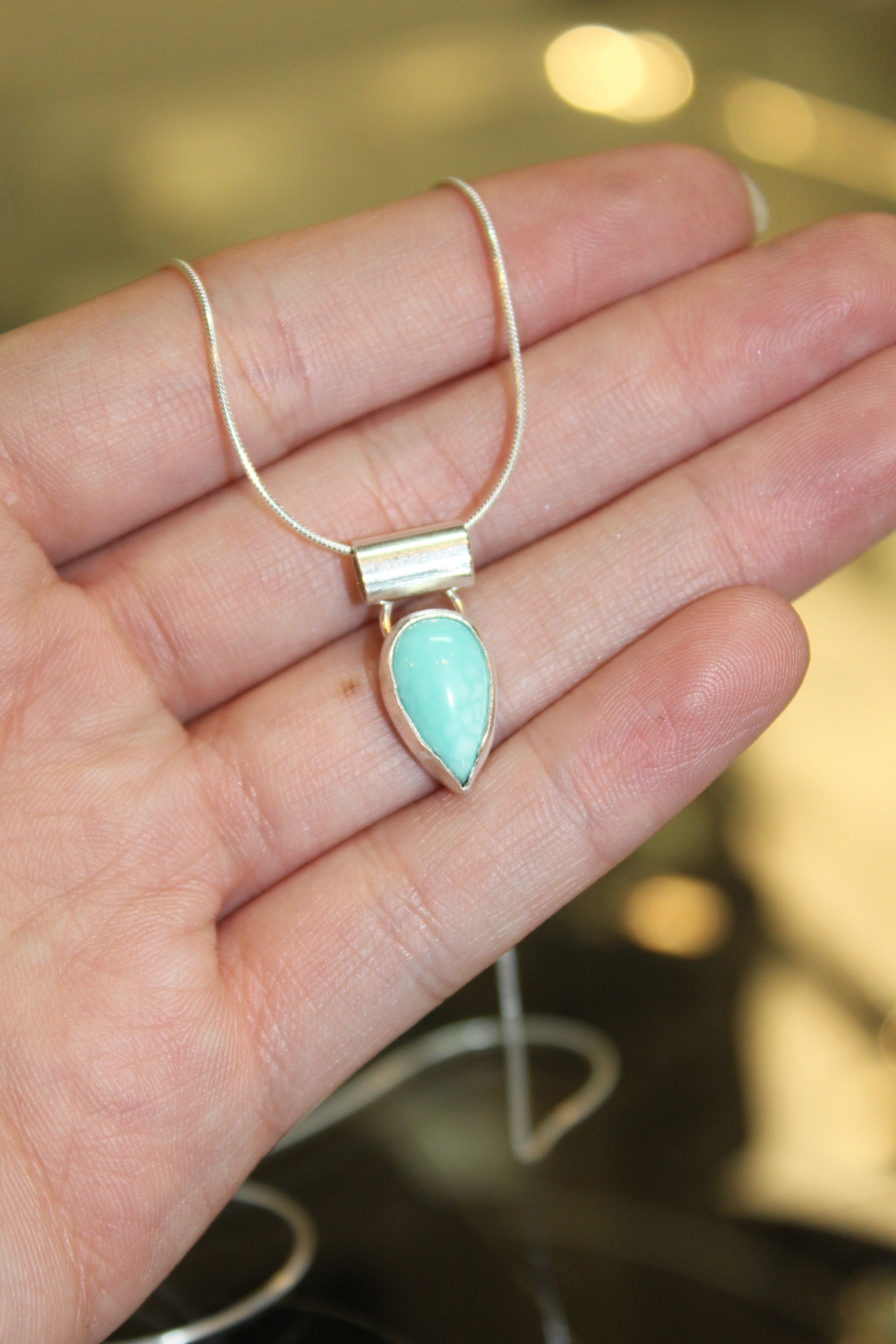 Mini Oval Turquoise Sunset Pendant -
