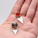 Carnelian Love Drop Stud Earrings