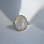 Oval Moon Stone Split Shank Ring