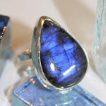Labradorite Hammered Double Band Ring