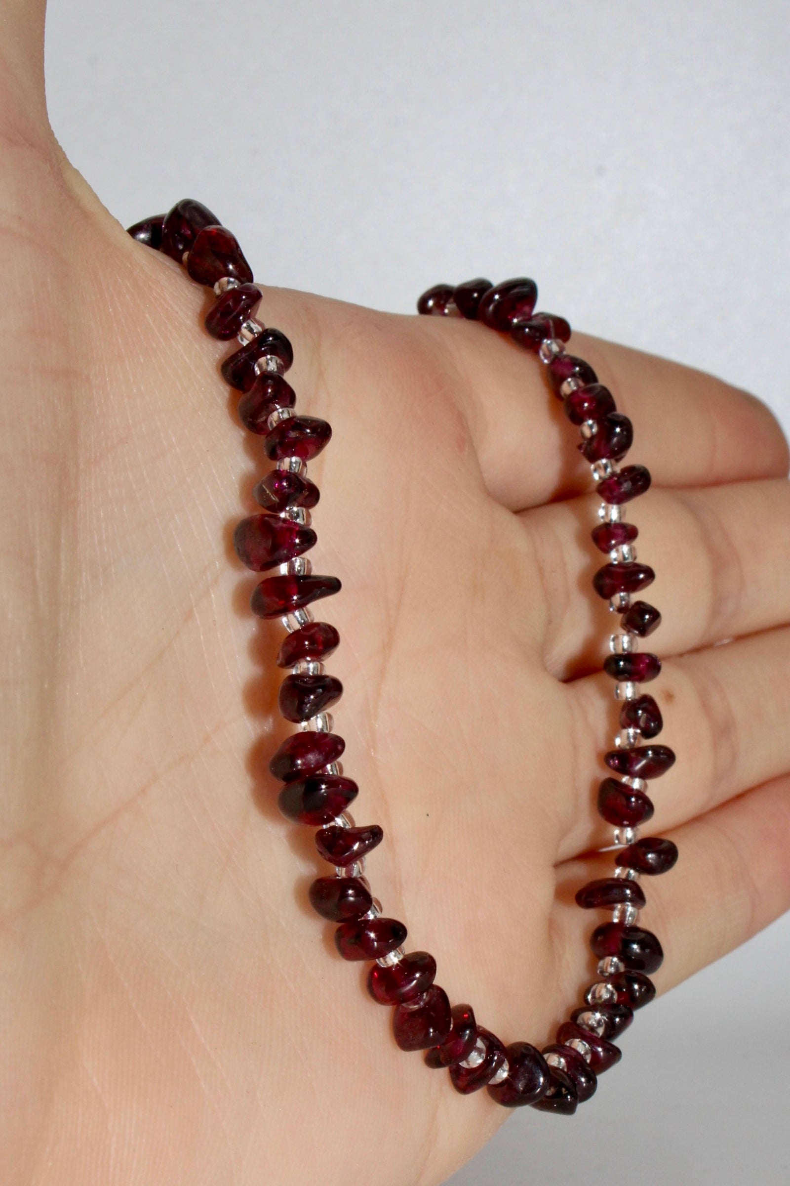 Garnet Nugget 15" Choker Beaded Necklace