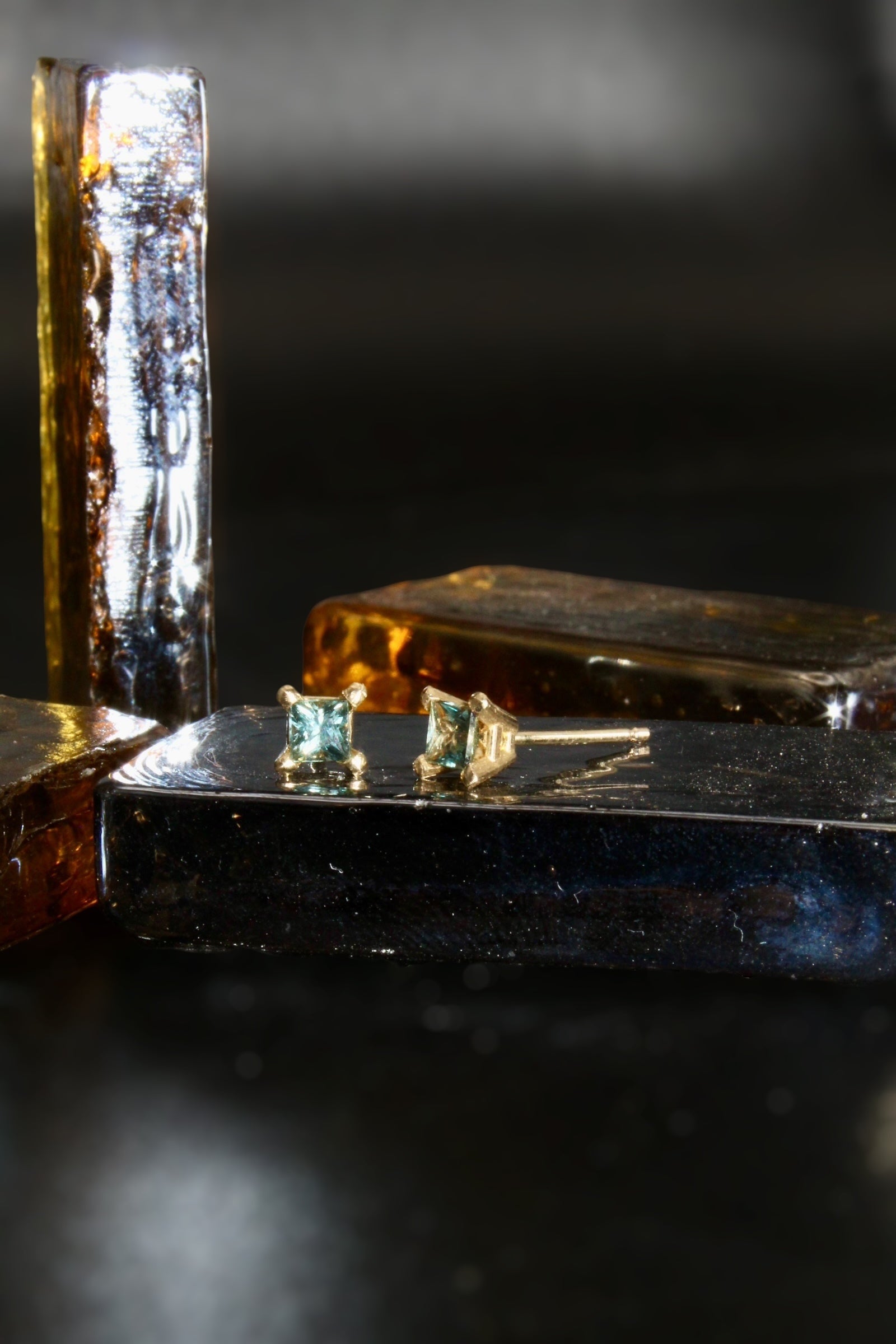 Gemstone Studs Princess Cut