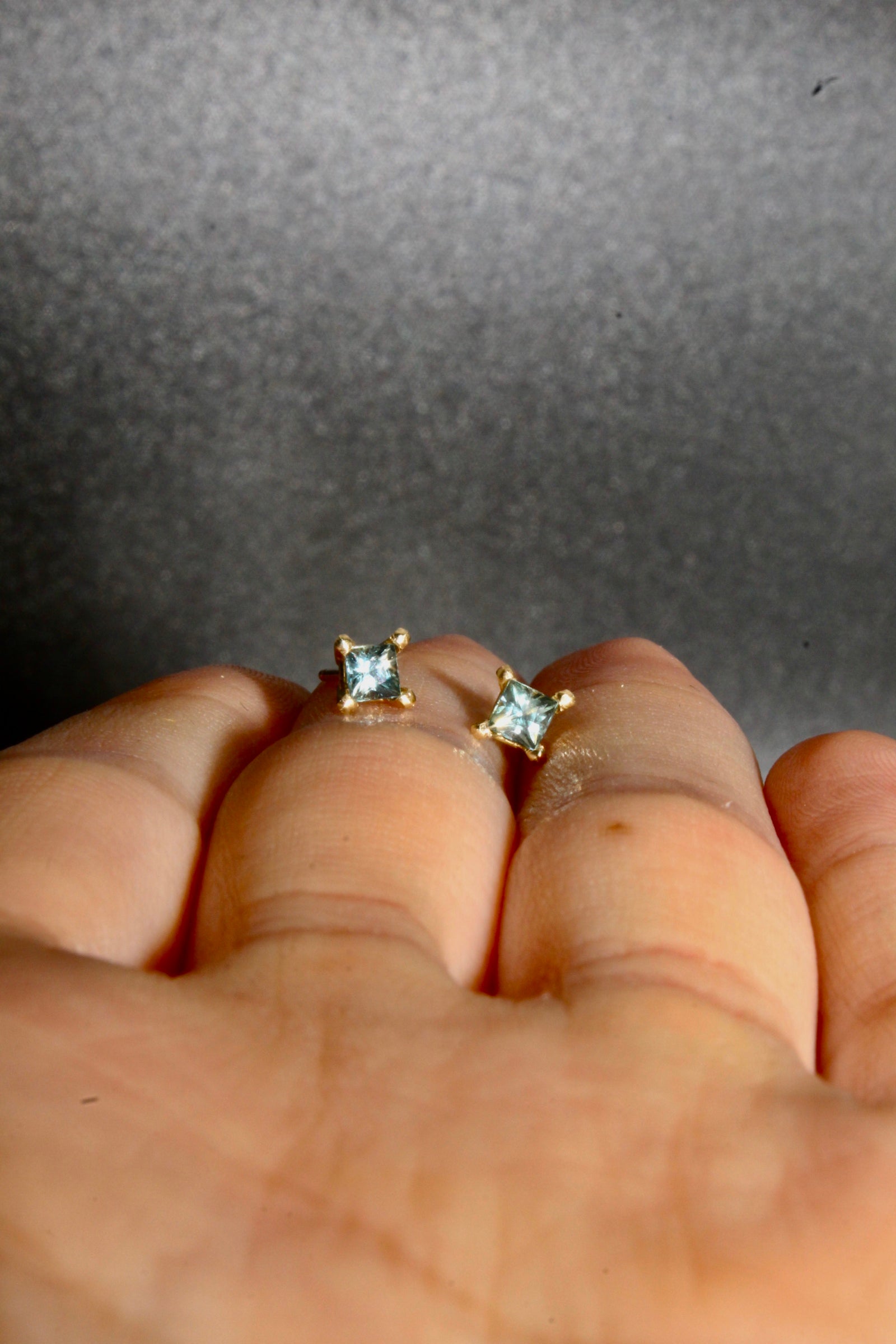 Gemstone Studs Princess Cut