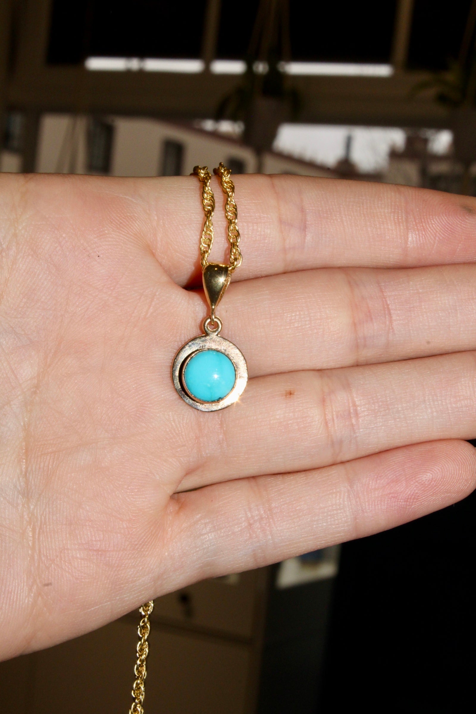 Gold Turquoise Skyli Pendant