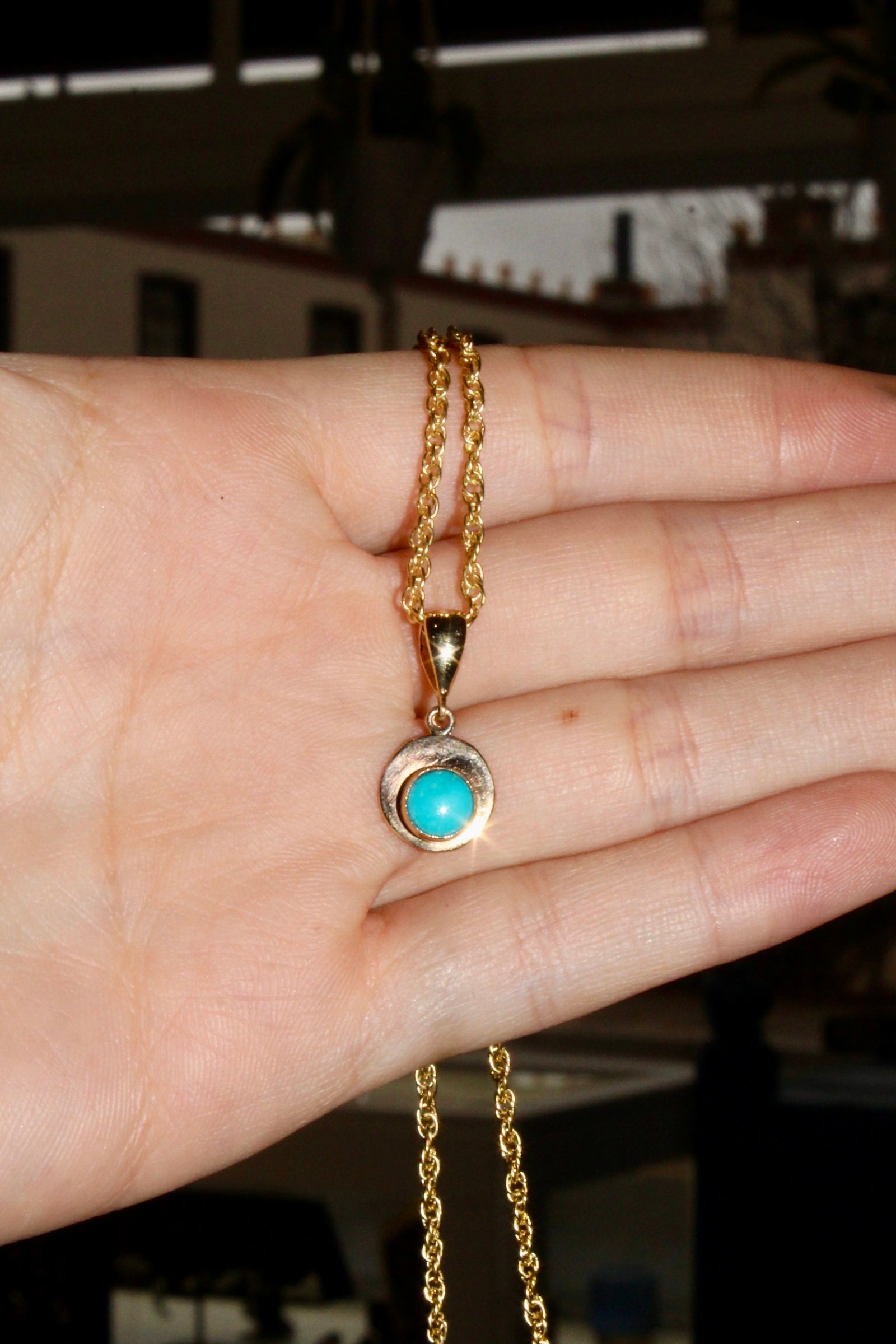 Gold Turquoise Skyli Pendant