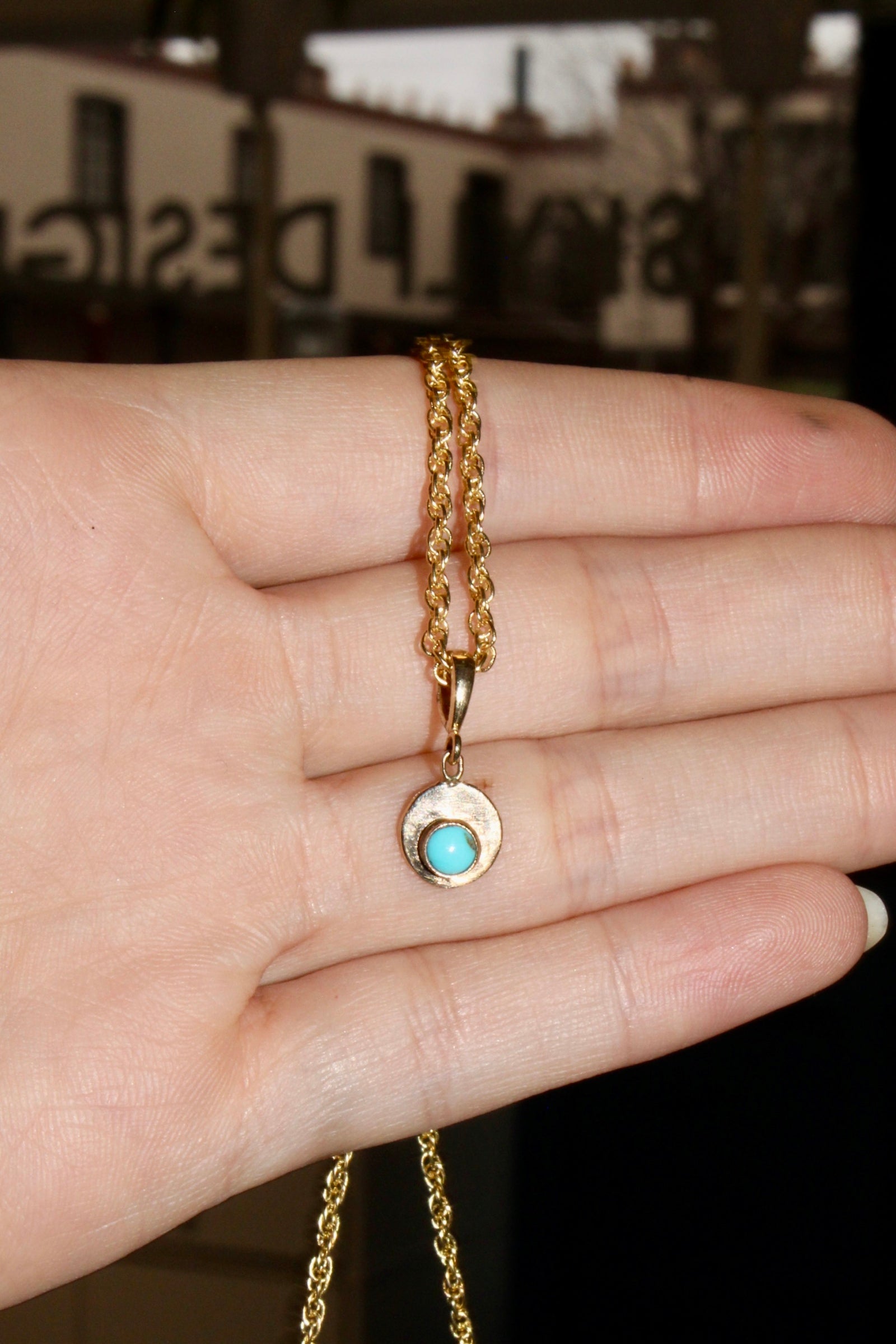 Gold Turquoise Skyli Pendant