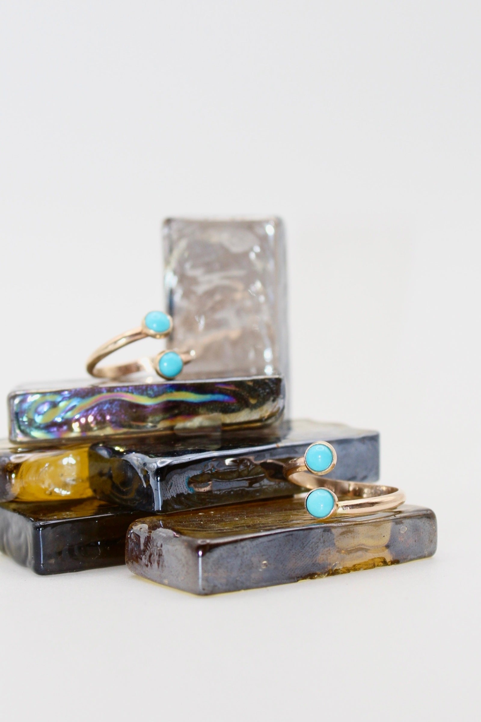 Gold Turquoise Twist Ring