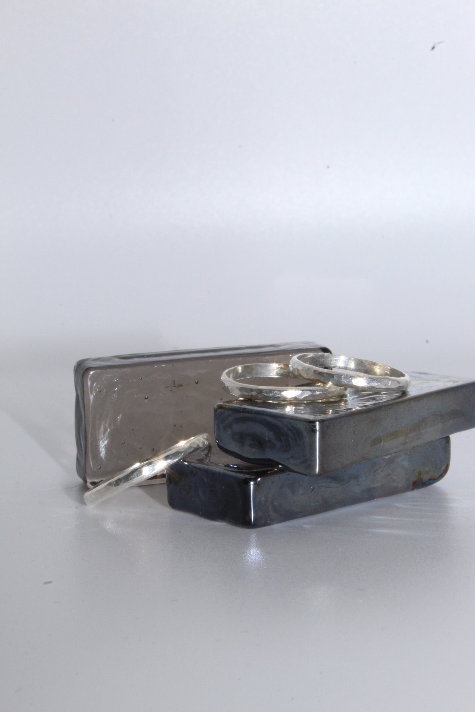 Hammered Silver Stackable Band