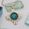 Heavy Turquoise Zia Pendant