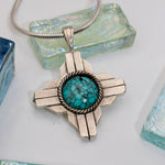 Heavy Turquoise Zia Pendant