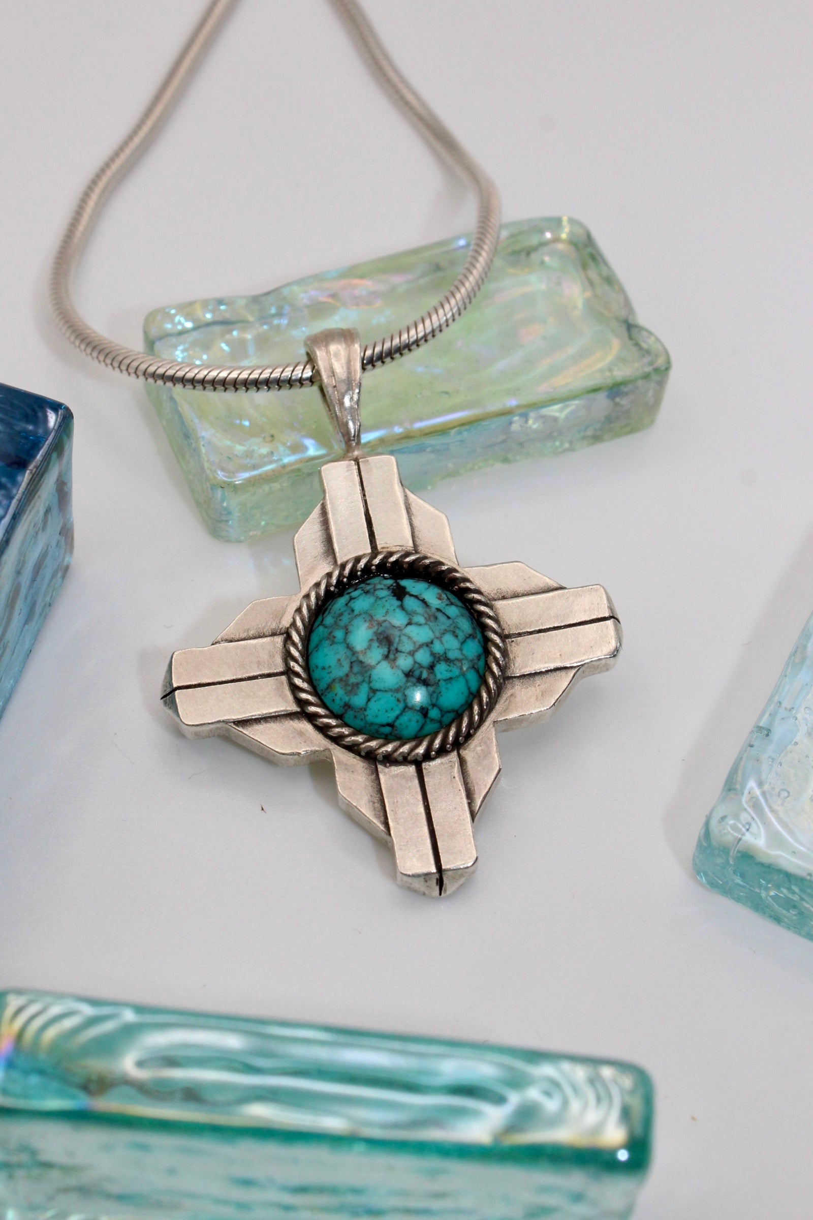 Heavy Turquoise Zia Pendant
