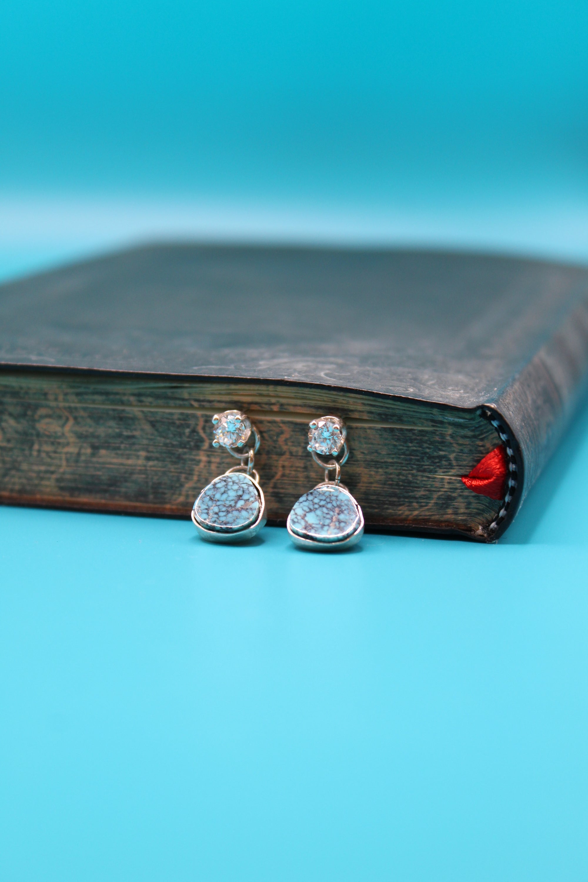 Turquoise Cubic Zirconia Stud Earrings