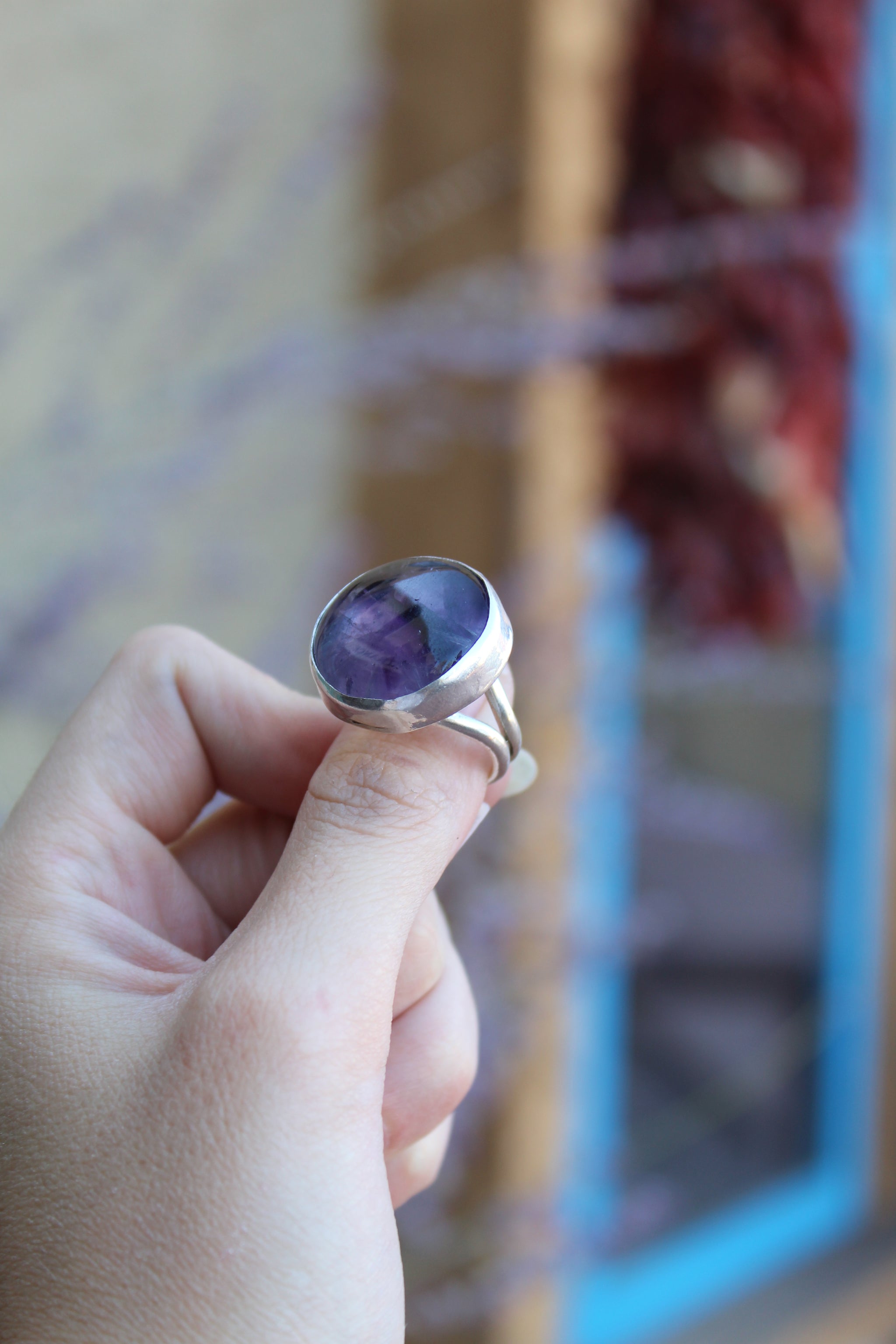 Round Split Shank Amethyst Ring