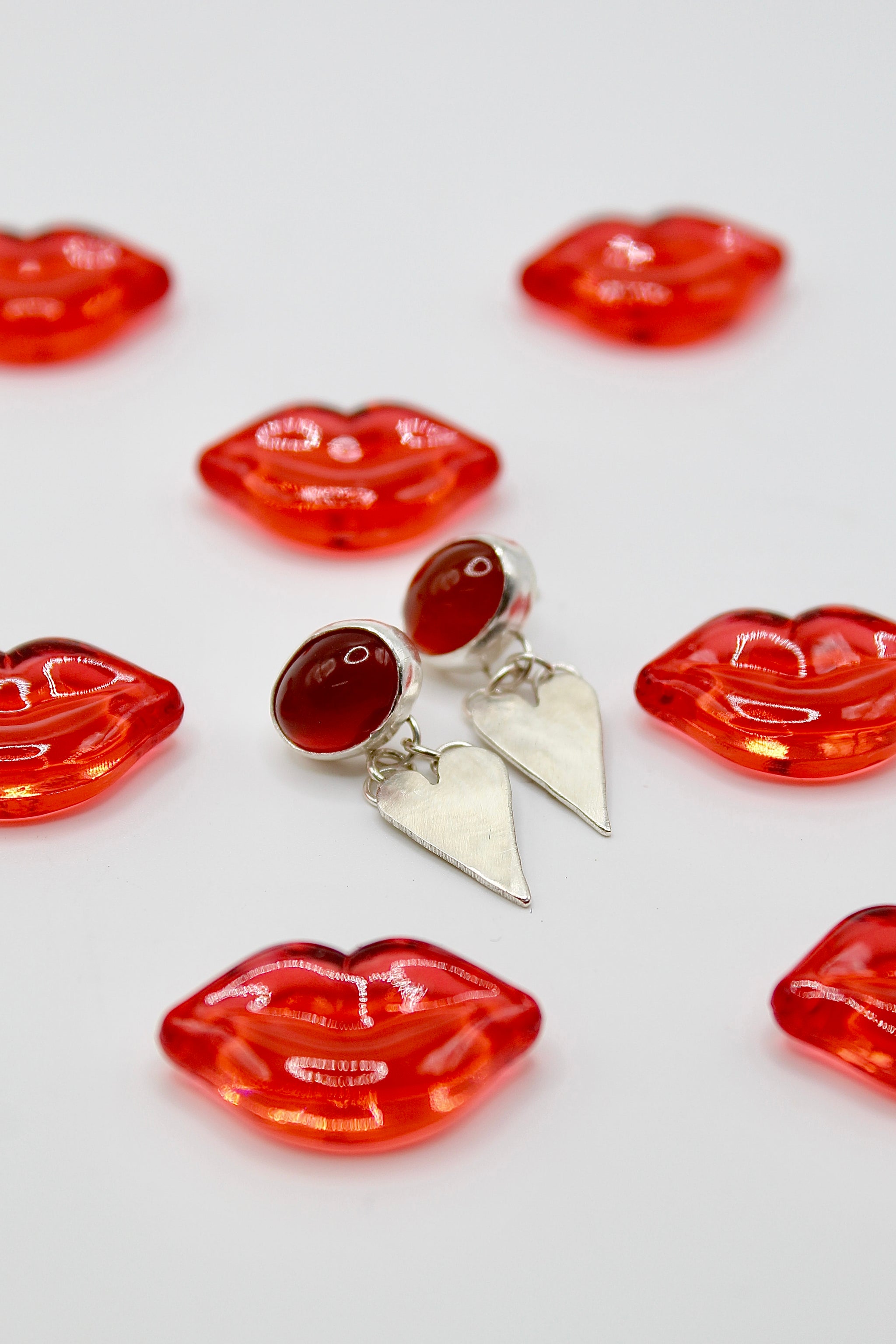 Carnelian Love Drop Stud Earrings