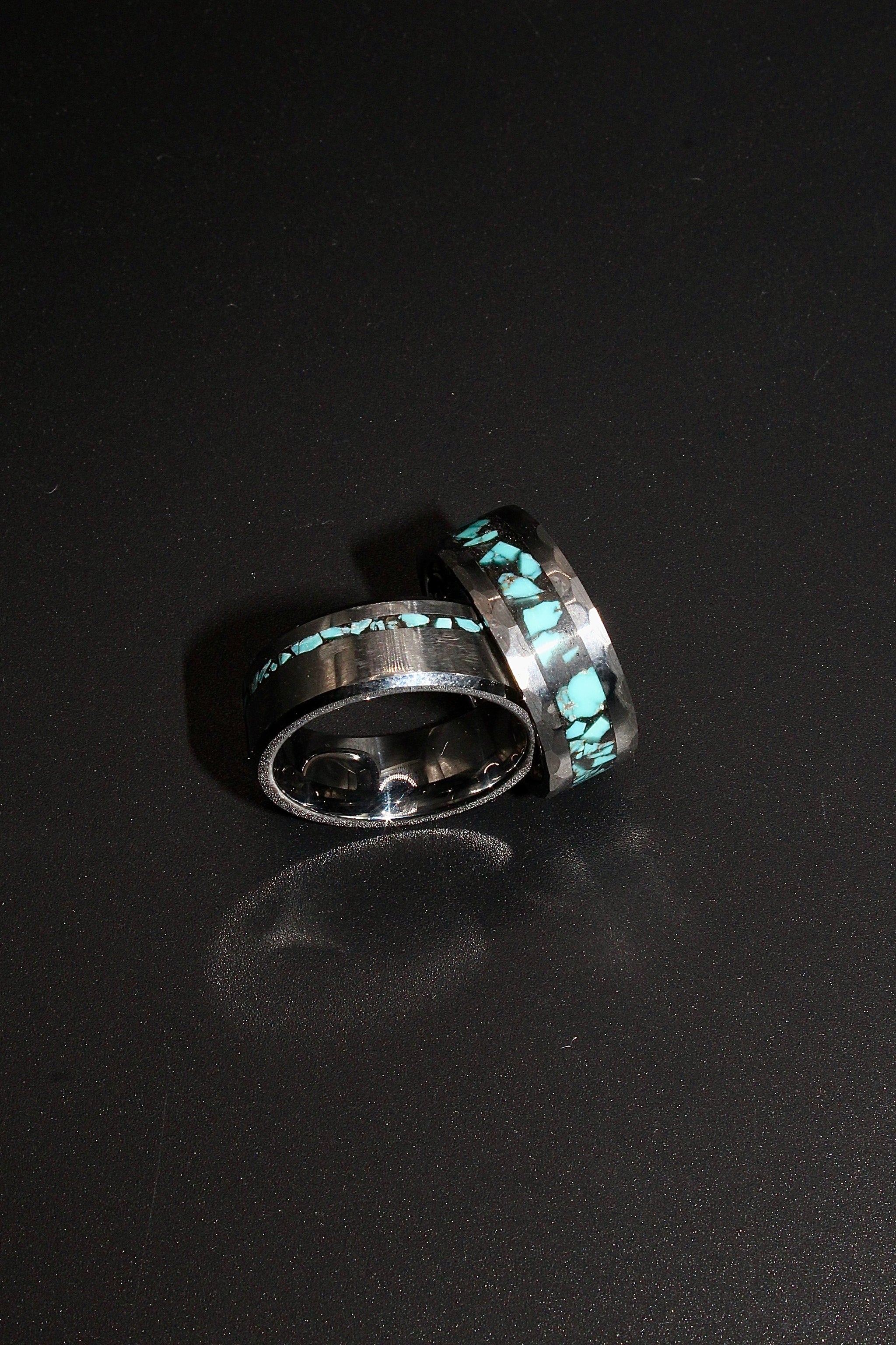 Hammered Turquoise Tungsten Ring