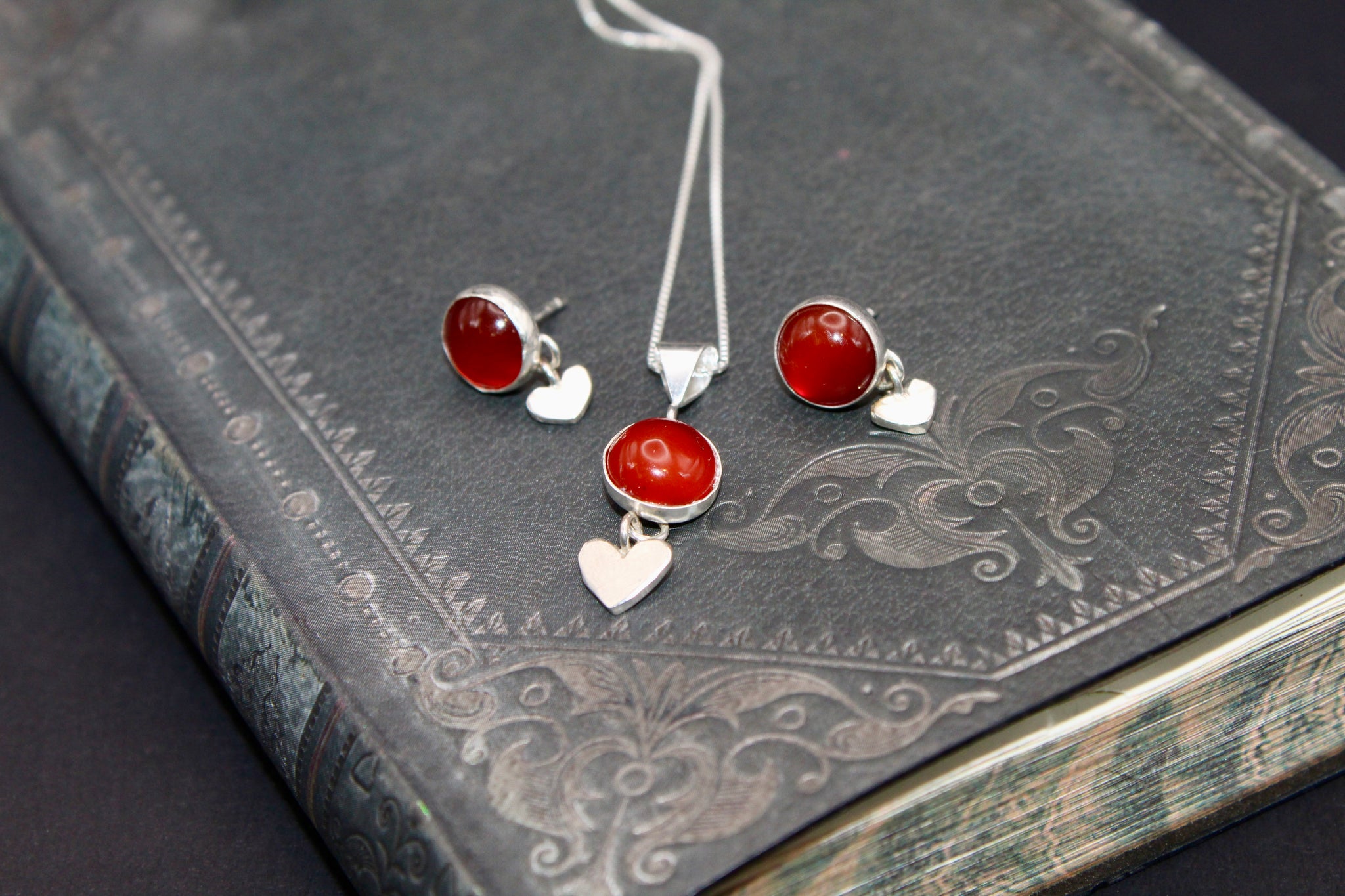 Carnelian Love Drop Stud Earrings