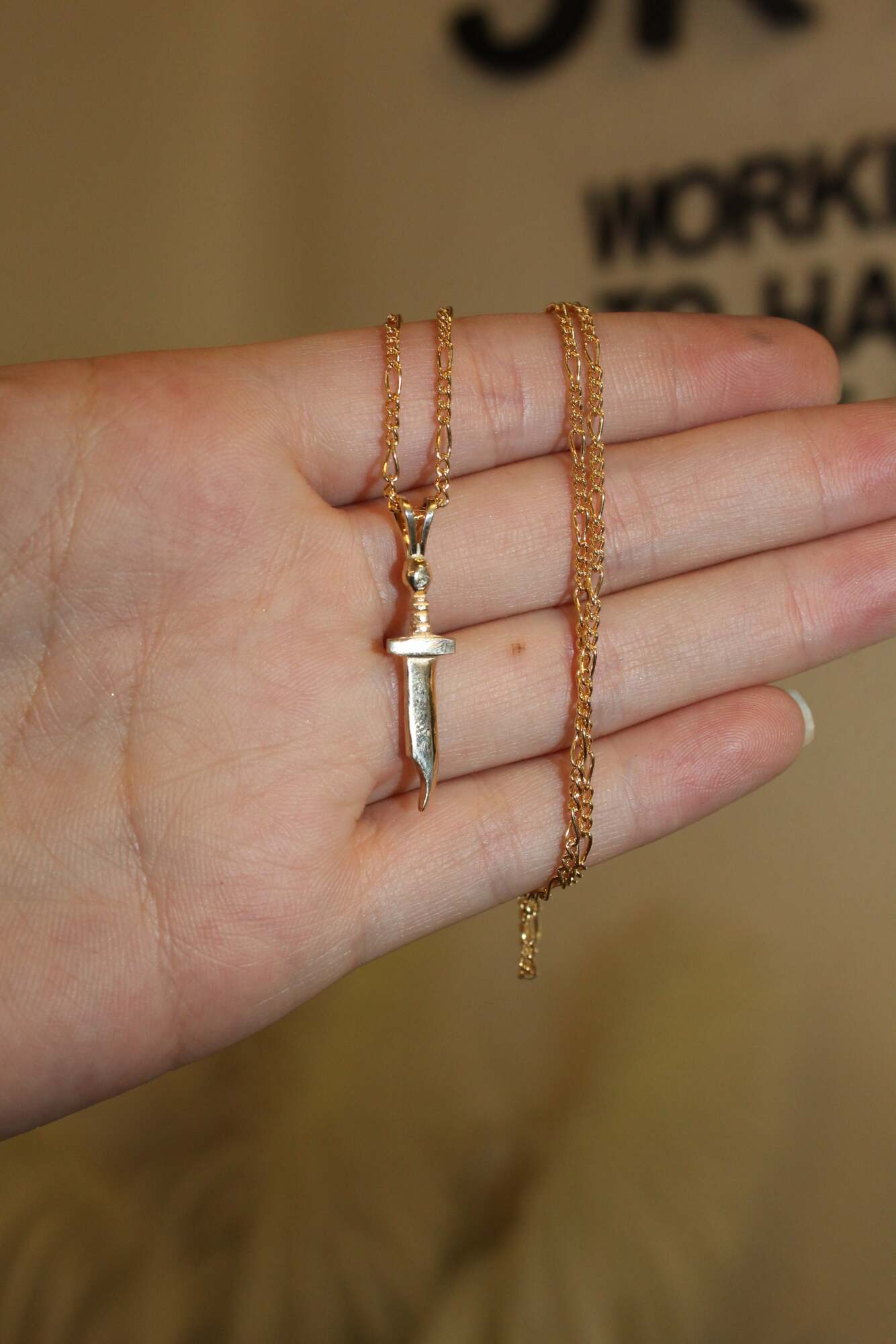 Gold Mini Bowie Knife Charm