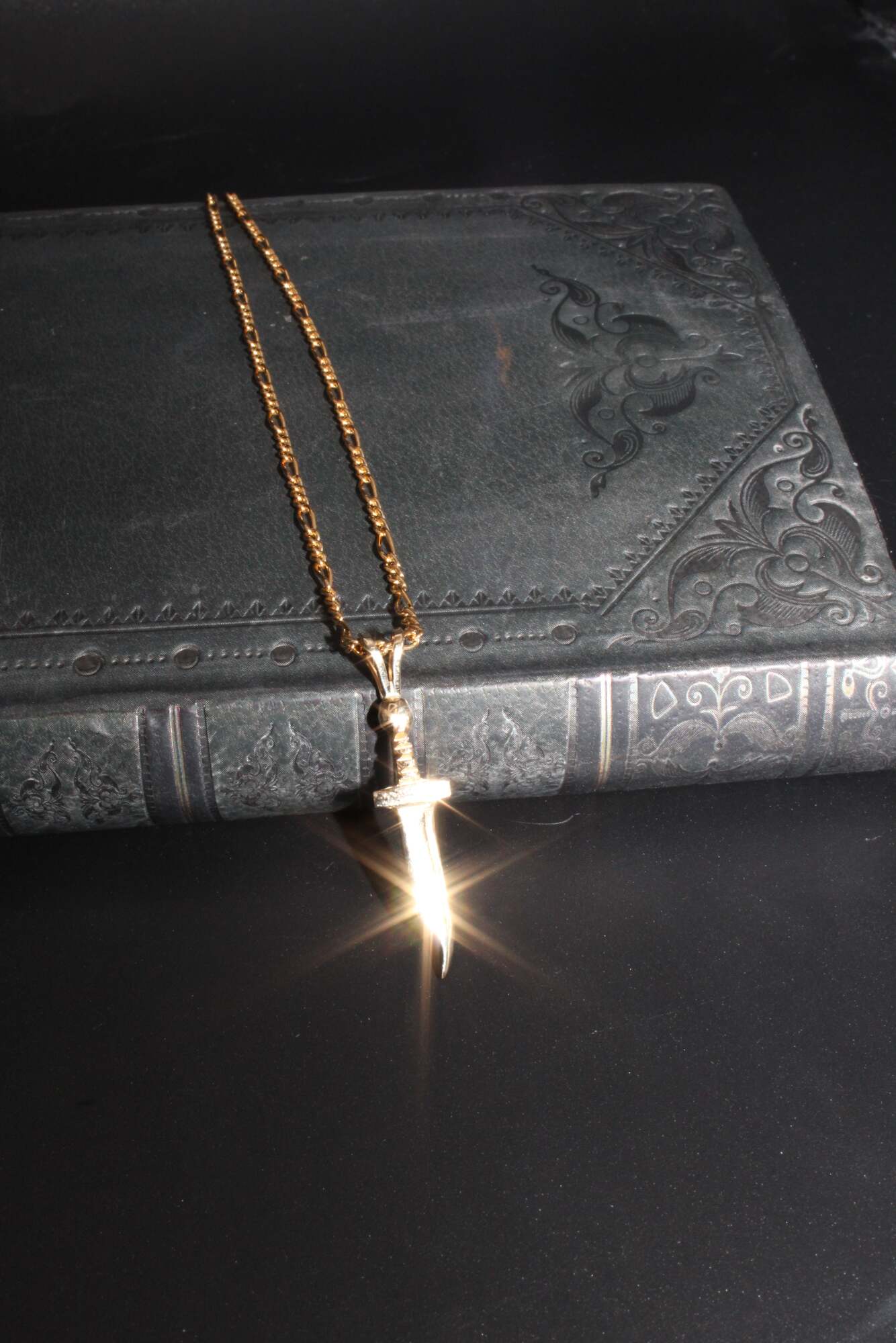 Gold Mini Bowie Knife Charm