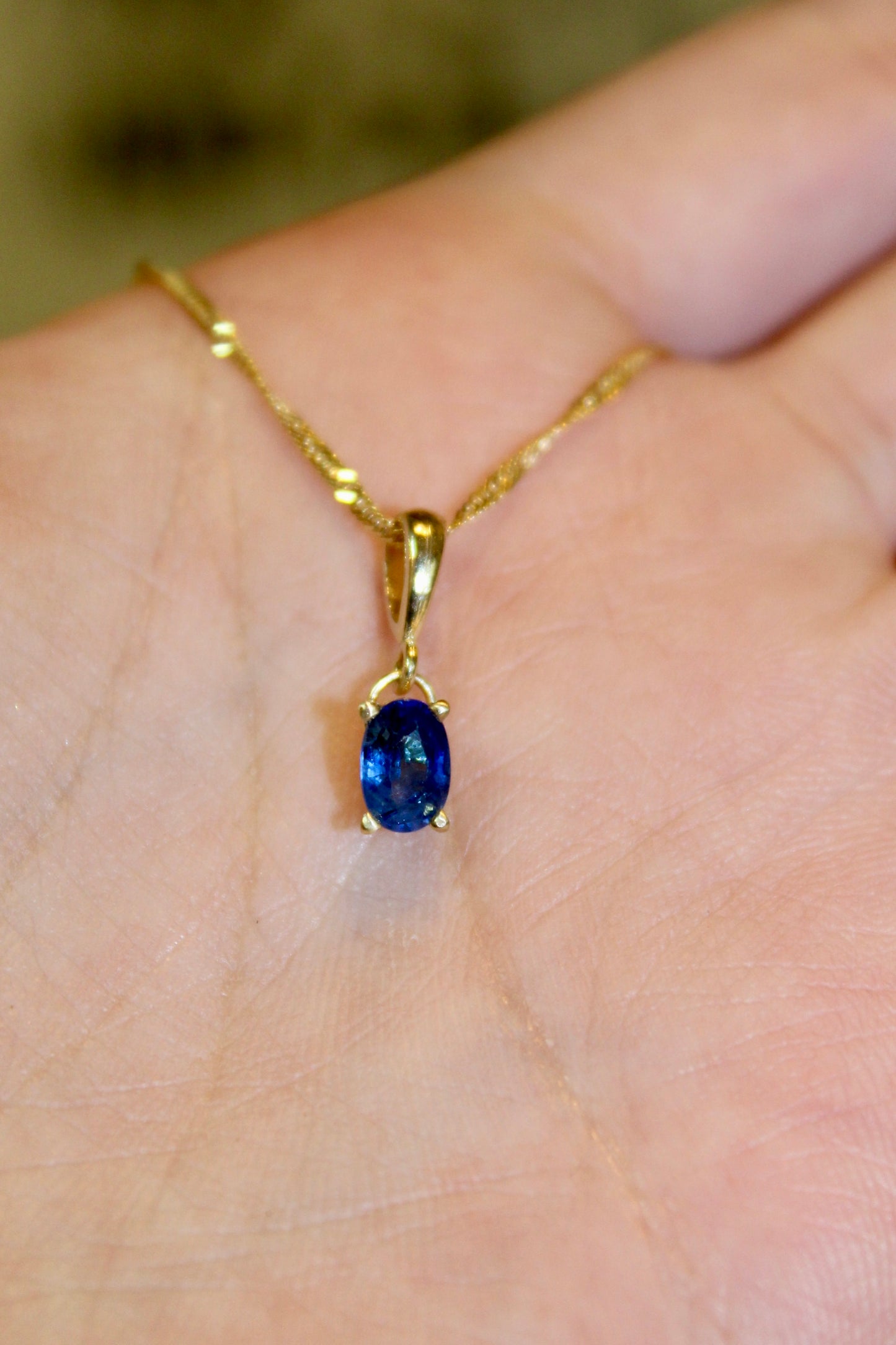 Gold Dainty Sapphire Charm