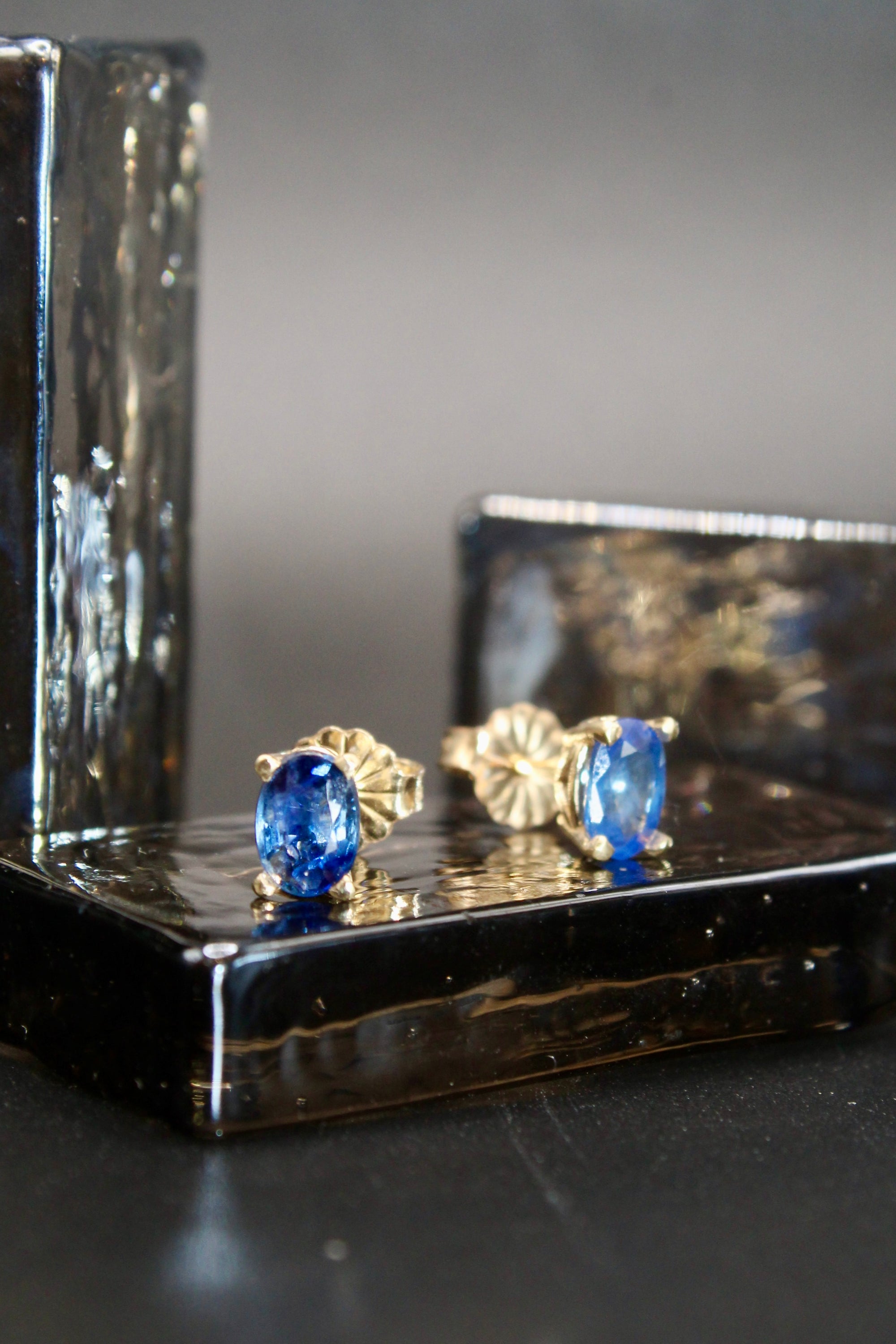 Gold Dainty Sapphire Studs