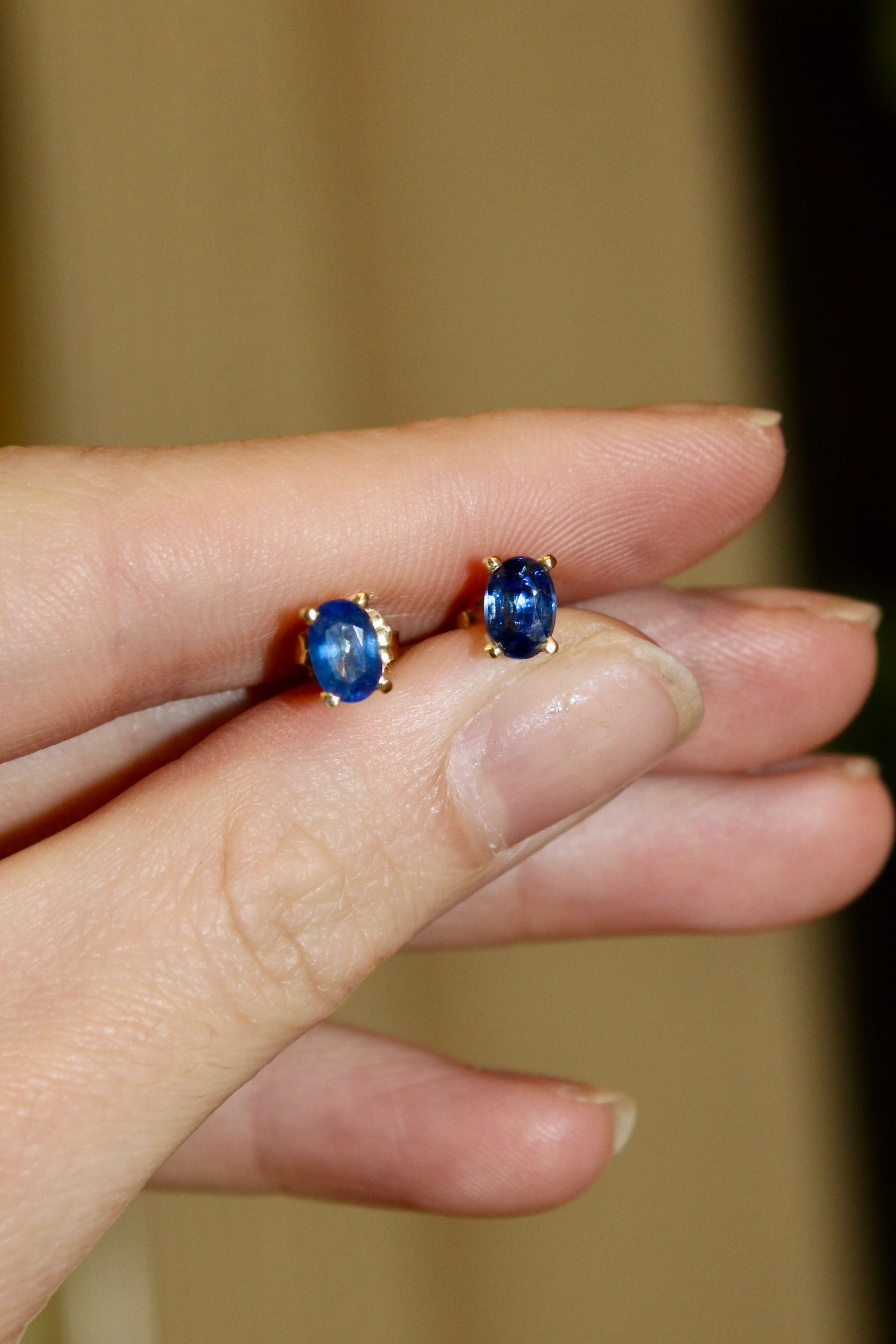 Gold Dainty Sapphire Studs