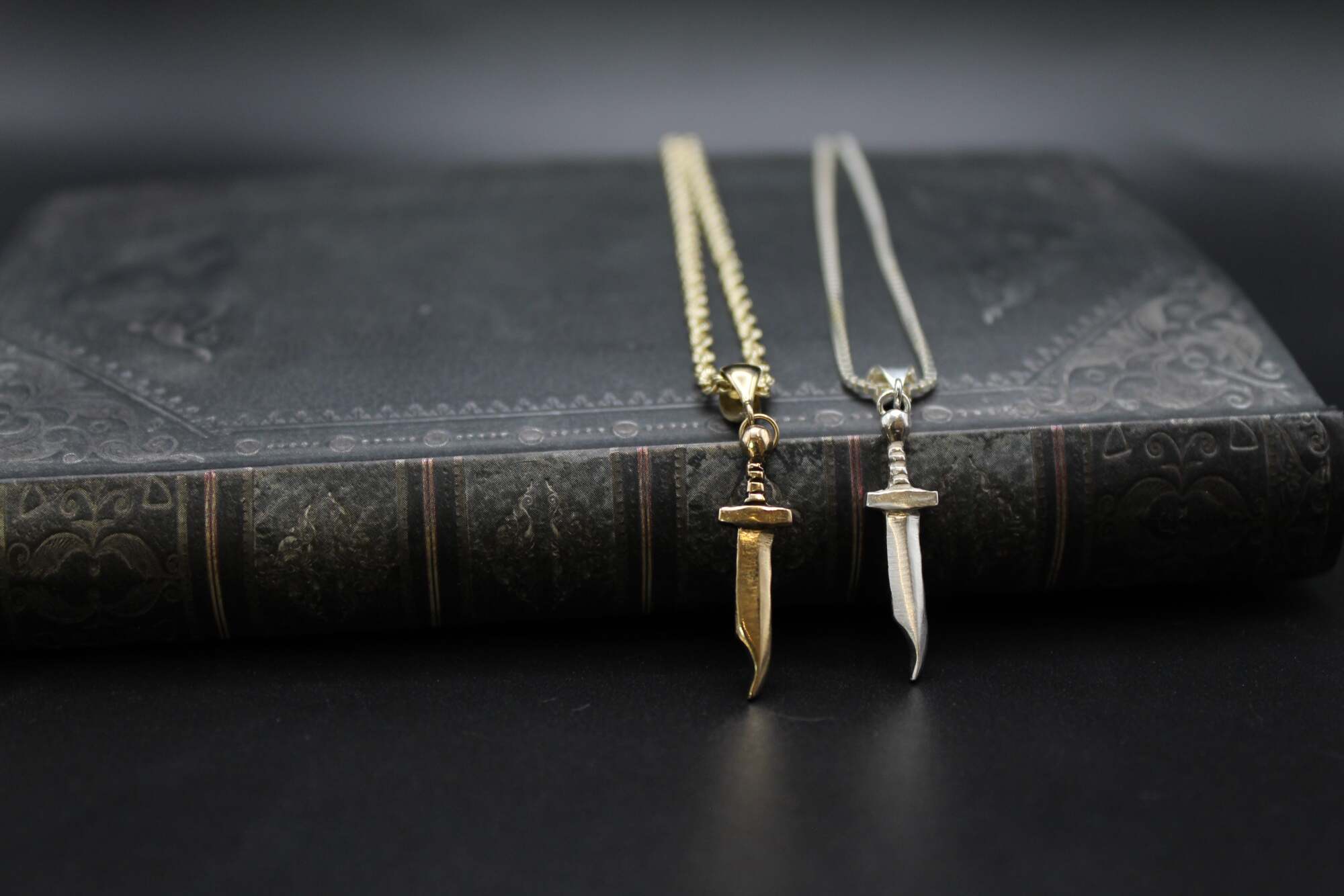 Gold Mini Bowie Knife Charm