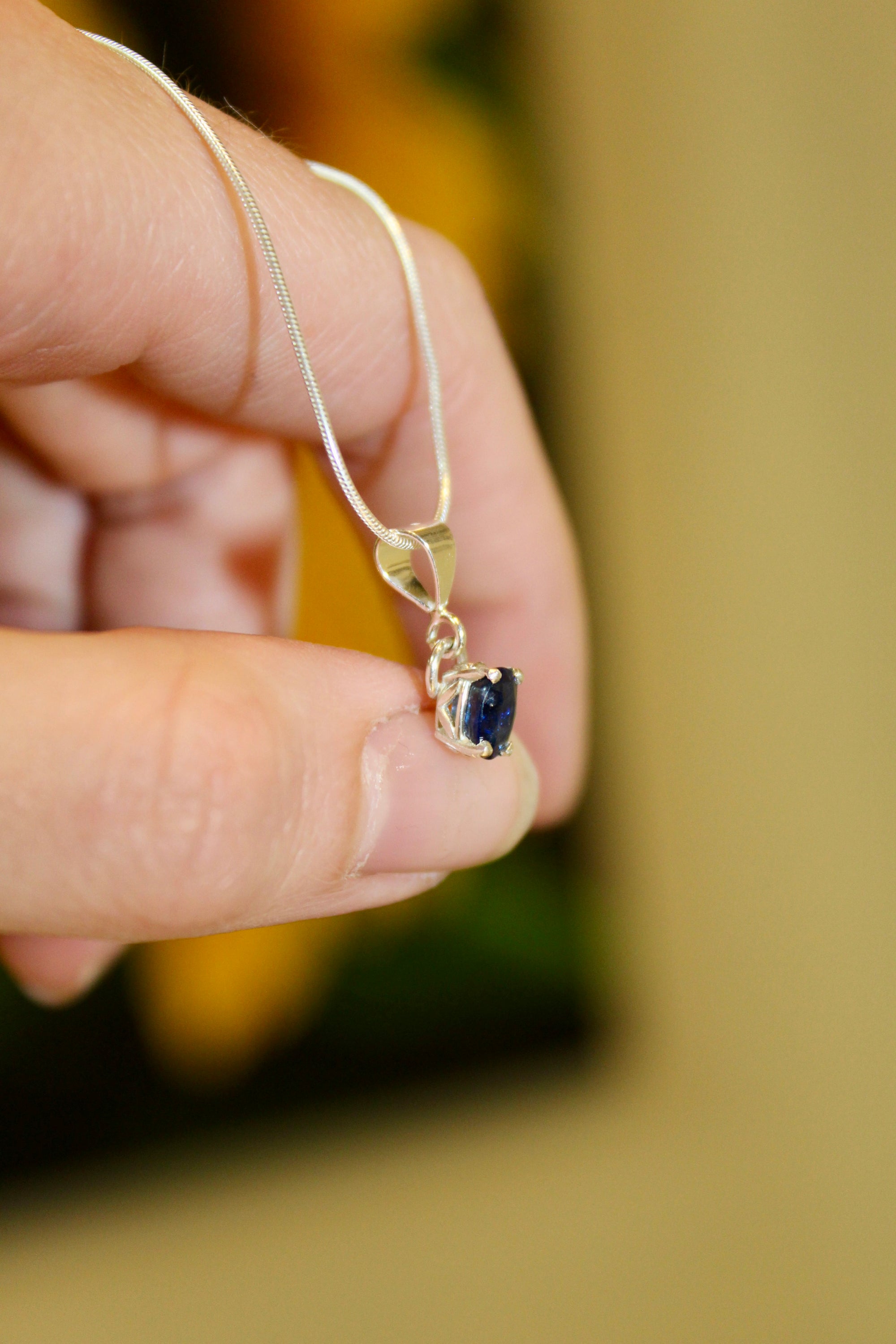 Silver Dainty Sapphire Charm