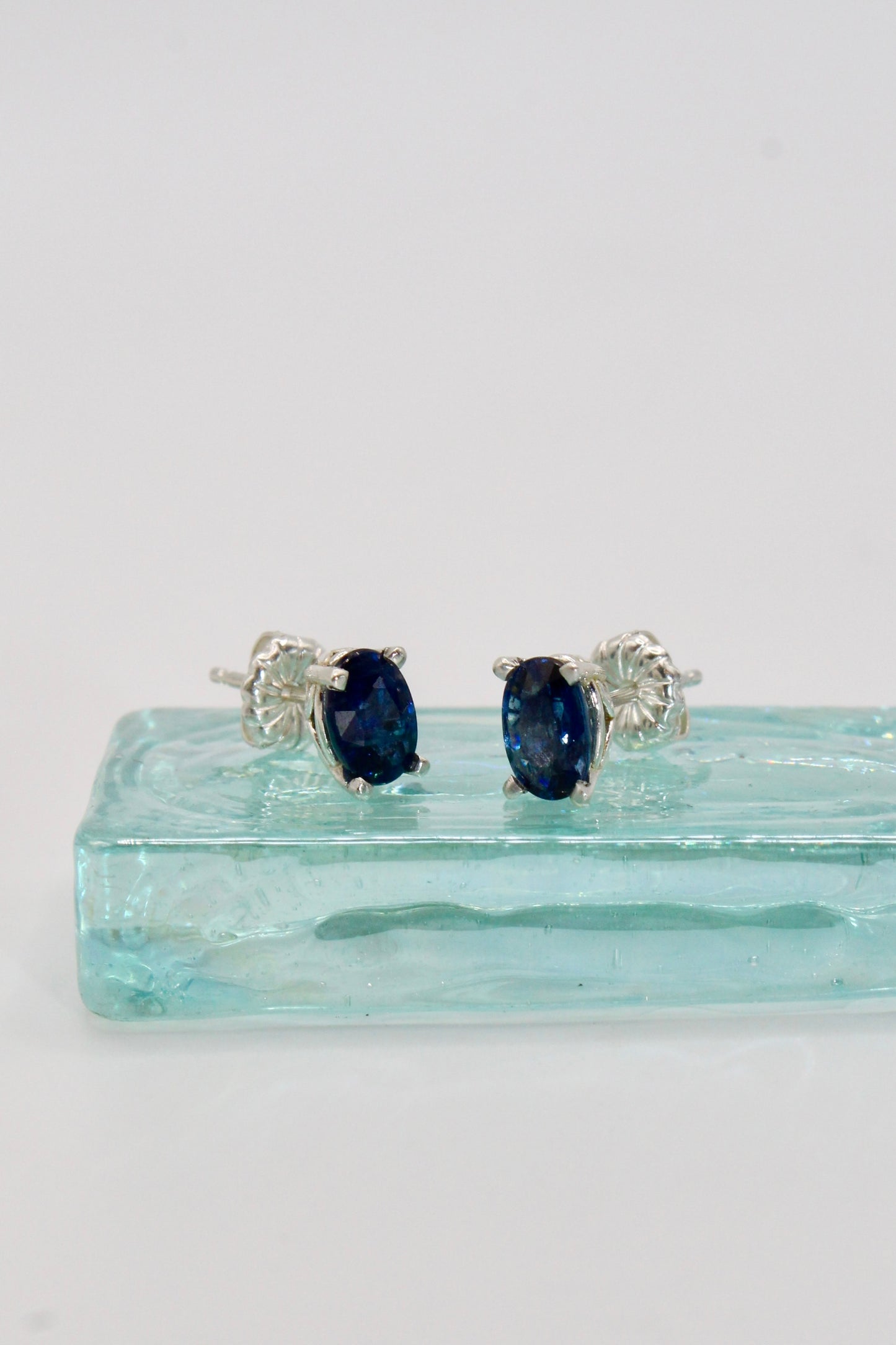 Silver Dainty Sapphire Studs