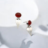 Carnelian Love Drop Stud Earrings