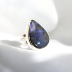 Labradorite Hammered Double Band Ring