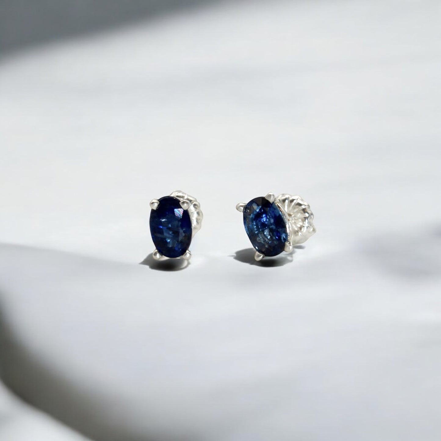 Silver Dainty Sapphire Studs