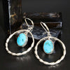 Turquoise Stones & Twisted Hoop Dangles