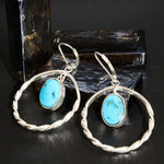 Turquoise Stones & Twisted Hoop Dangles