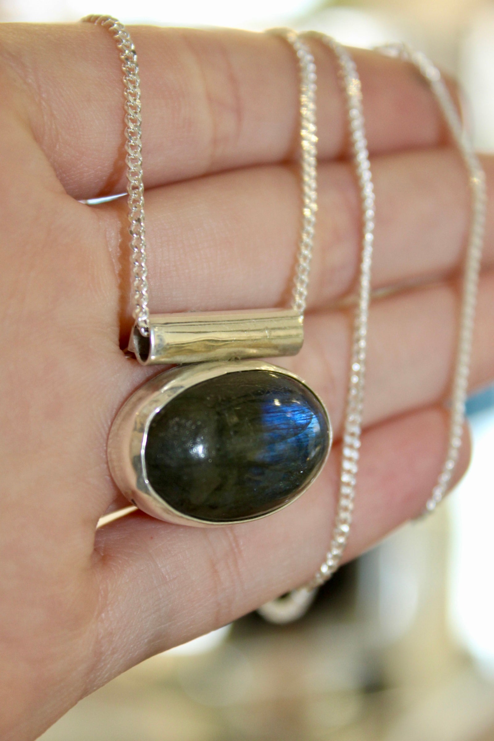 Labradorite Sterling Silver Sunset Pendant