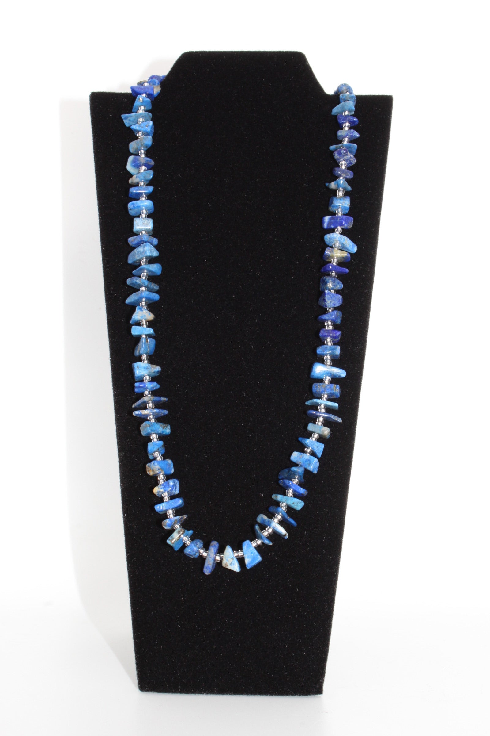 Lapis Nugget 19" Beaded Necklace