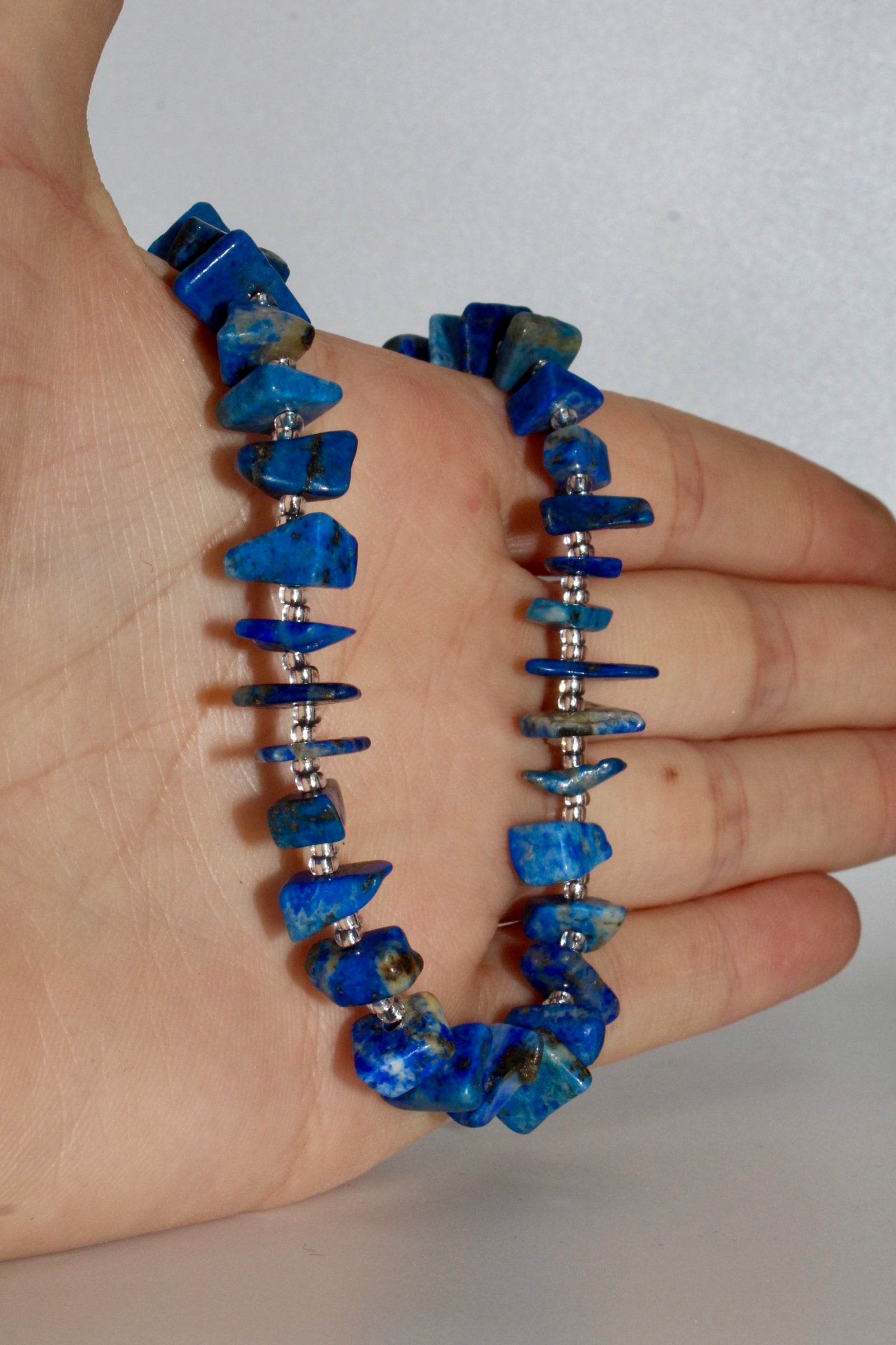 Lapis Nugget 19" Beaded Necklace