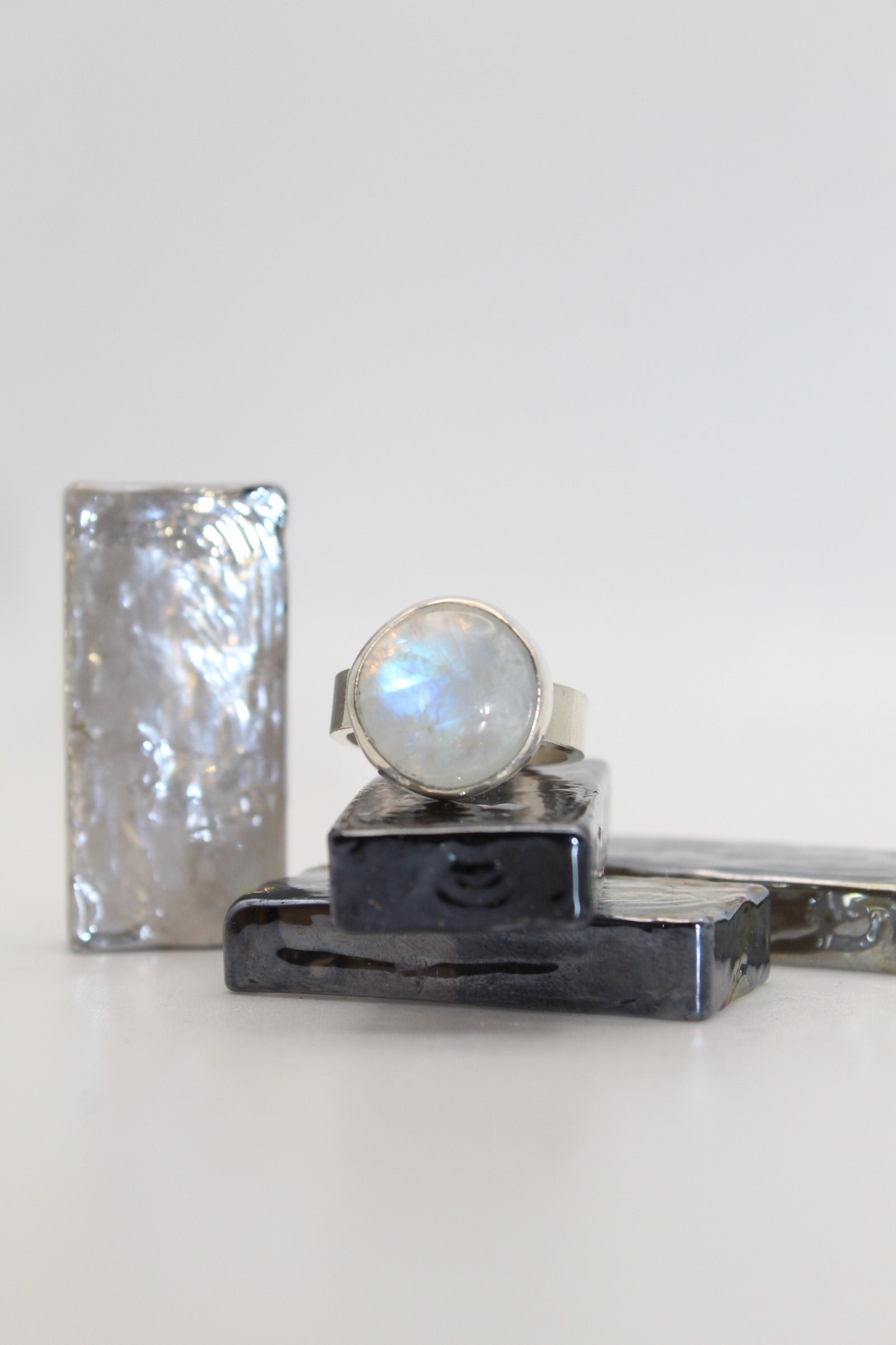 Moonstone Heavy Flat Band Ring