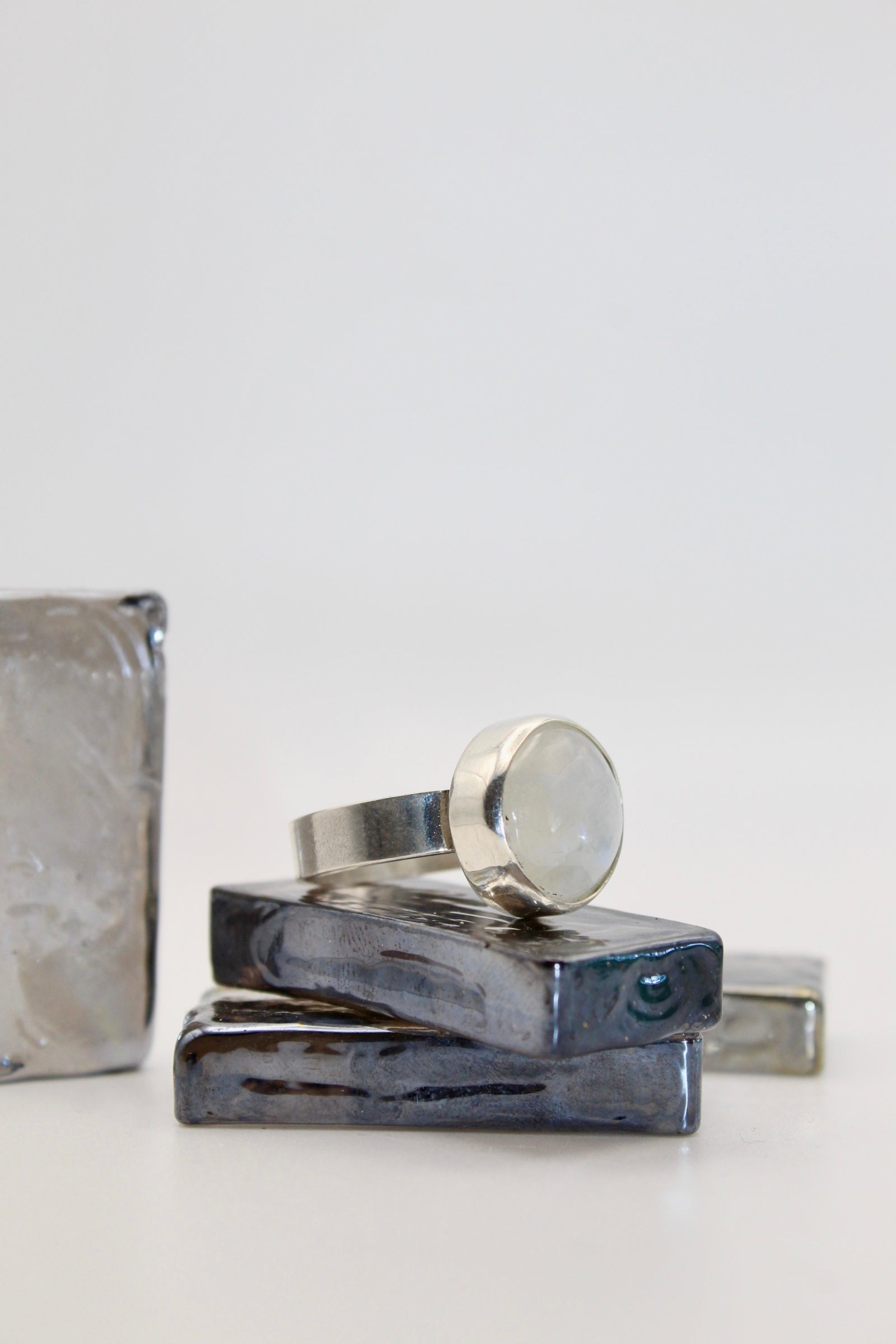 Moonstone Heavy Flat Band Ring