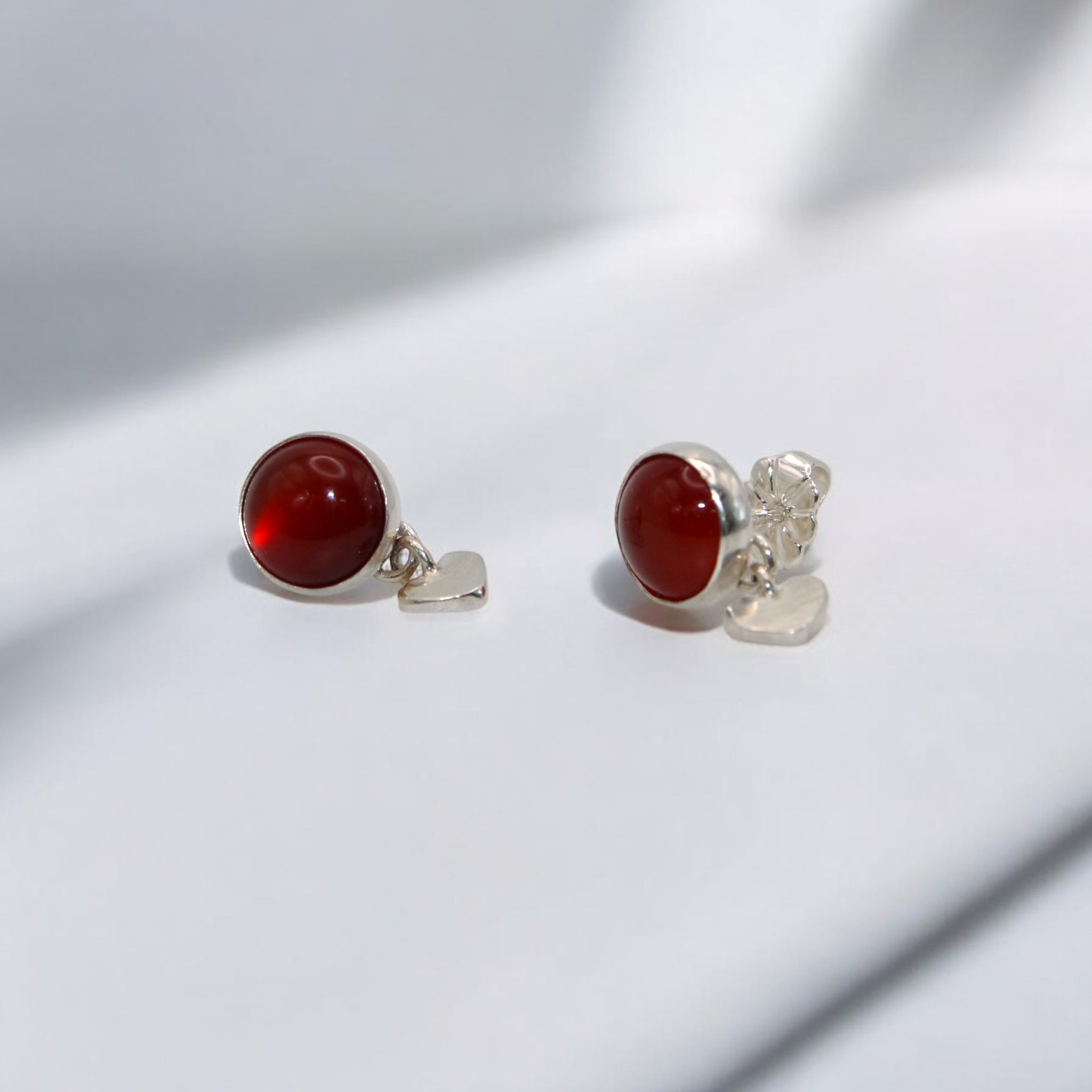 Carnelian Love Drop Stud Earrings