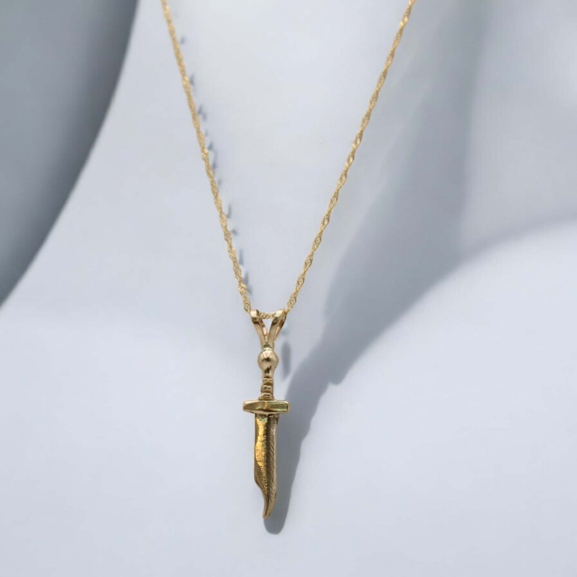 Gold Mini Bowie Knife Charm