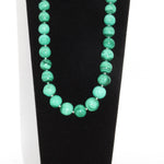 Round Malachite Bead Necklace Sterling Silver 20"