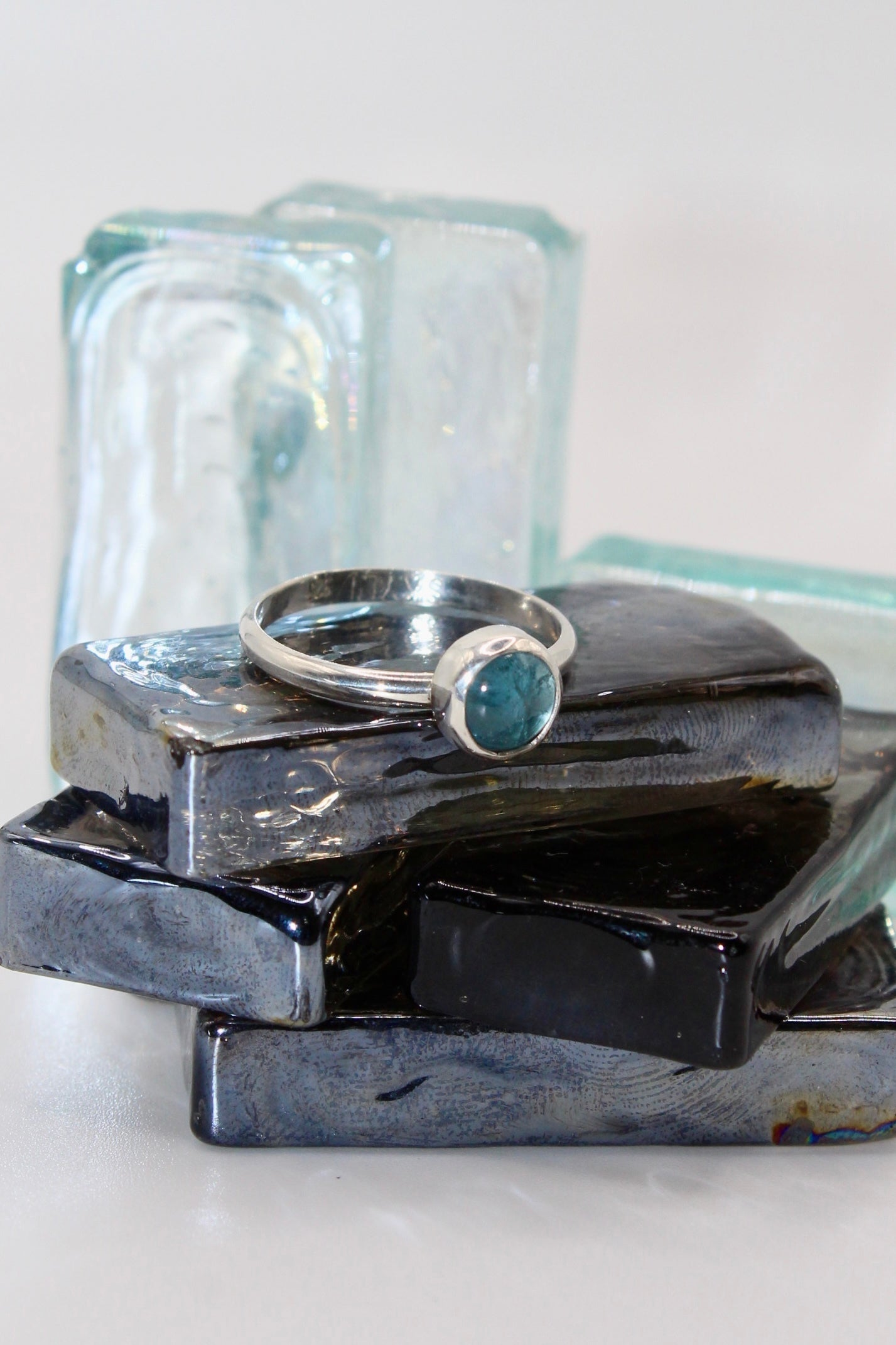 Santa Fe Simple Silver Aquamarine Ring