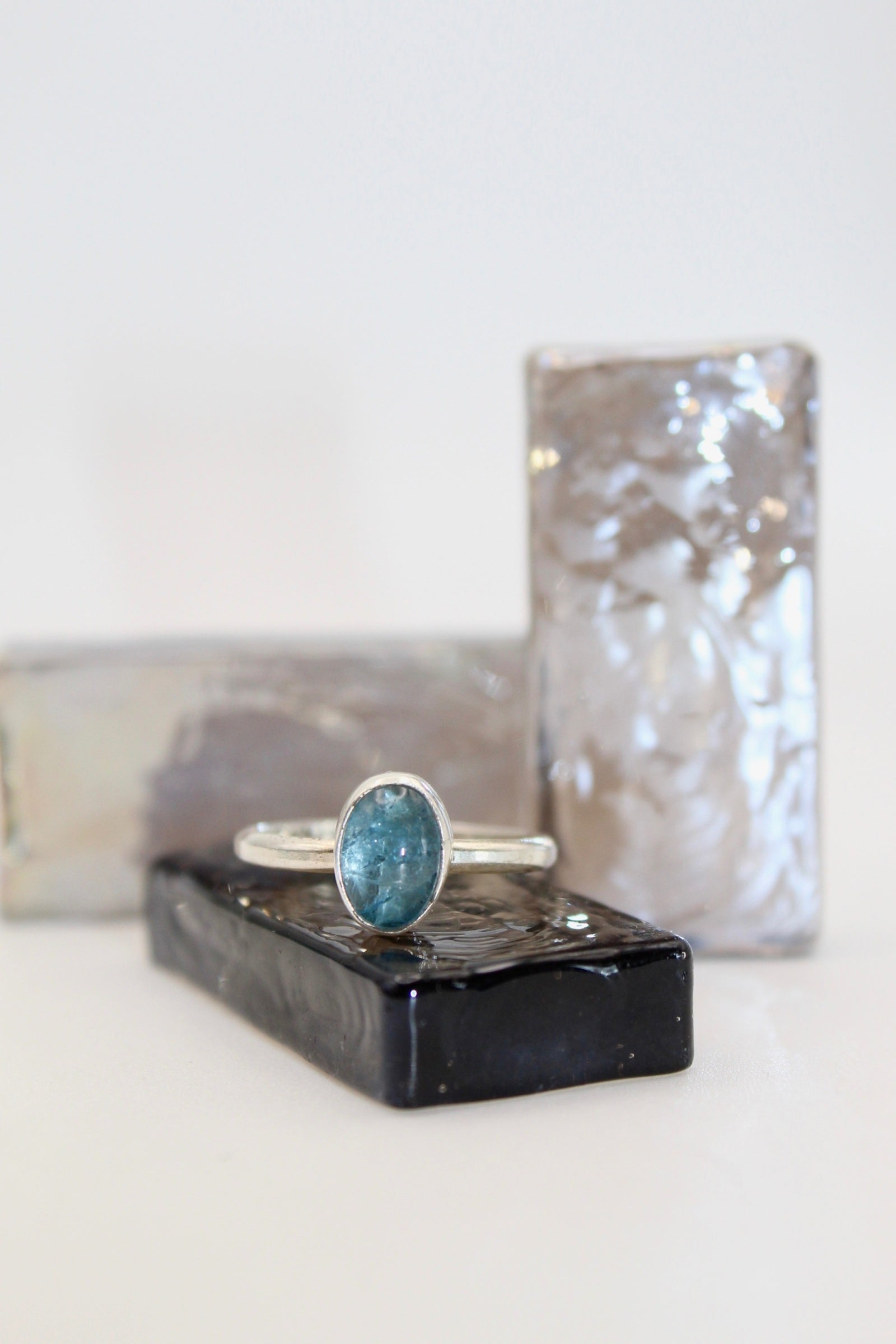 Santa Fe Simple Silver Aquamarine Ring