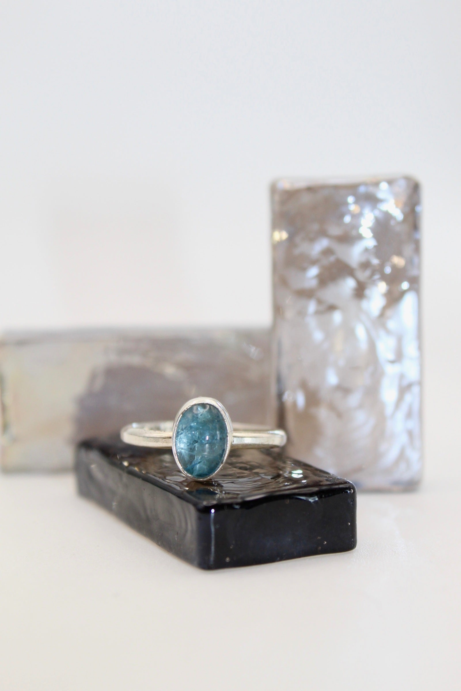 Santa Fe Simple Silver Aquamarine Ring